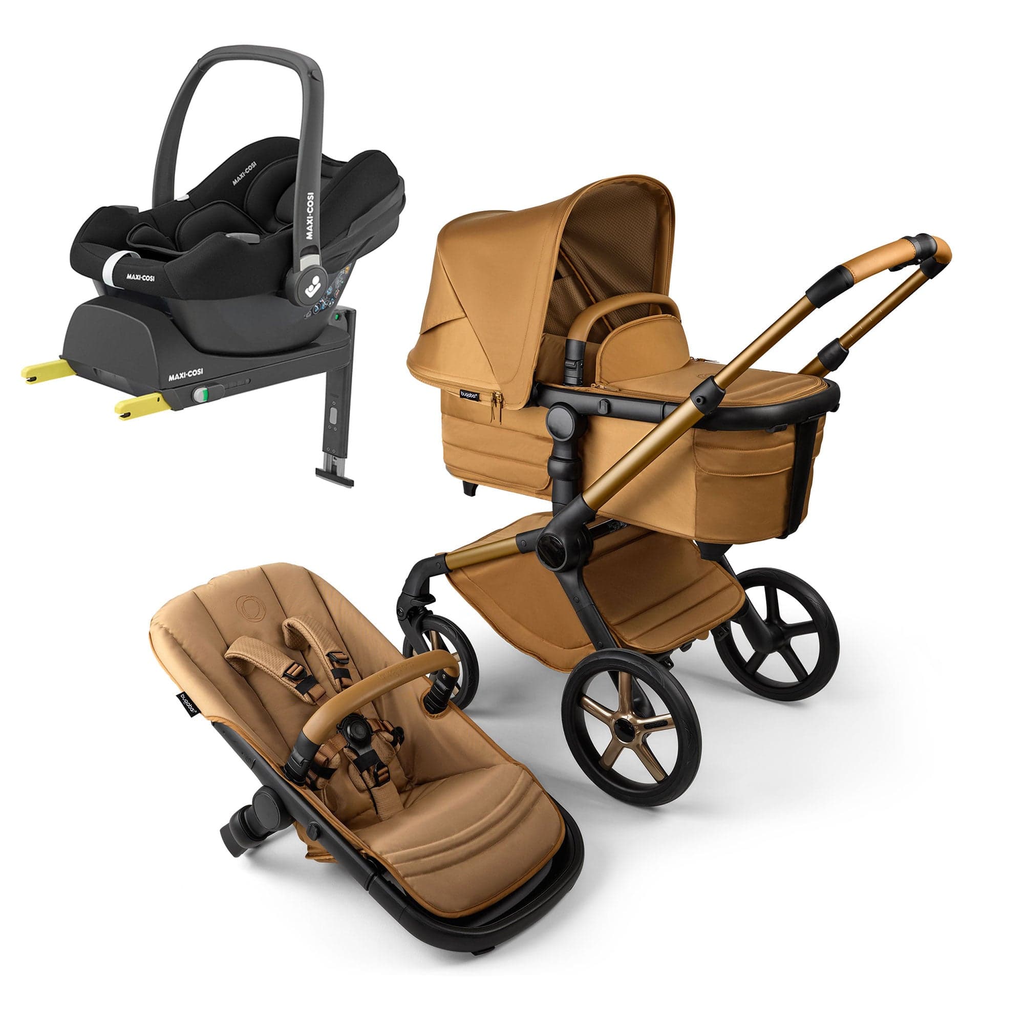 Bugaboo Fox 5 Noir Maxi Cosi Travel System Bundle in Amber Glow