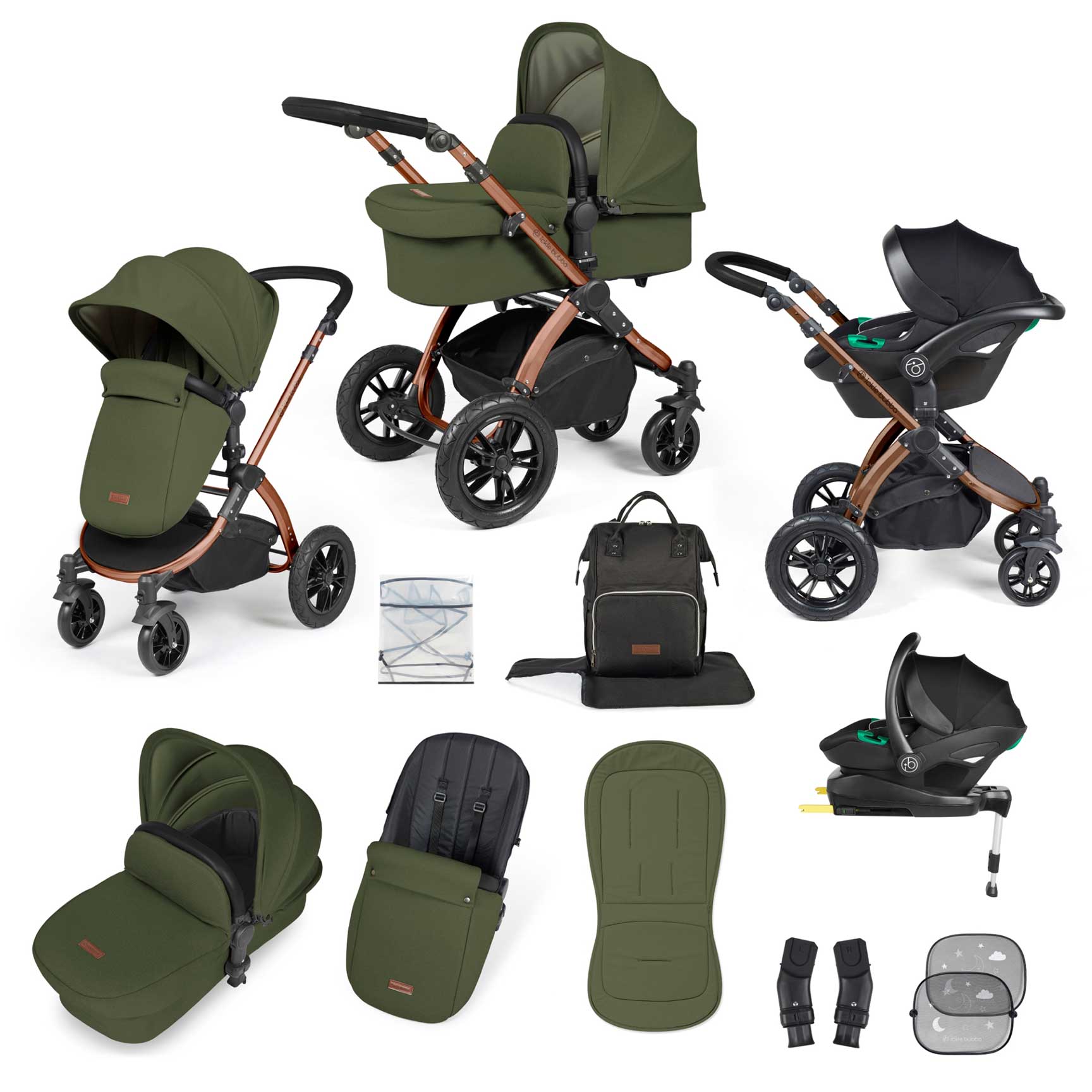 Ickle Bubba Stomp Luxe All in One Travel System with Isofix Base in Br