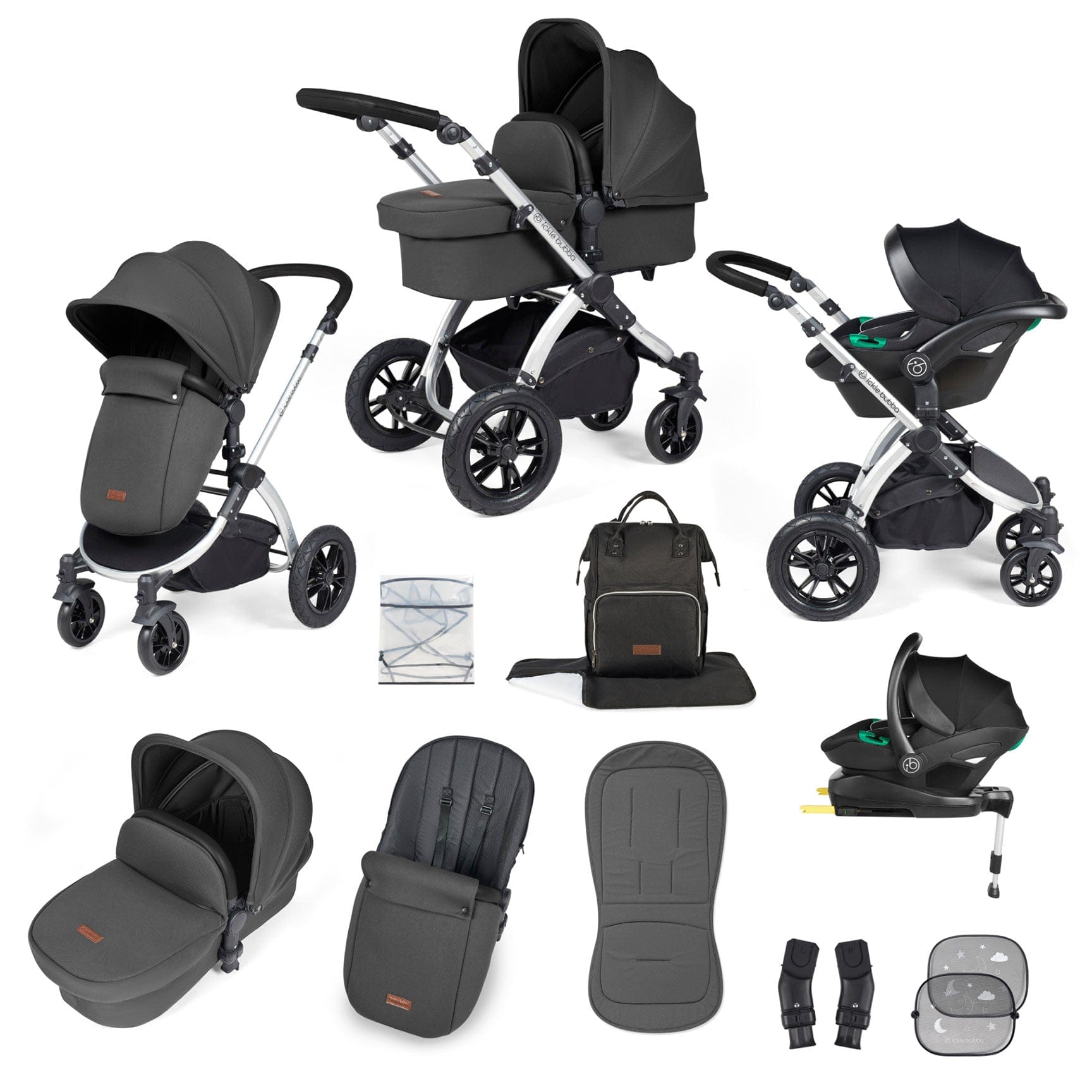 Ickle Bubba Stomp Luxe All in One Travel System with Isofix Base in Si