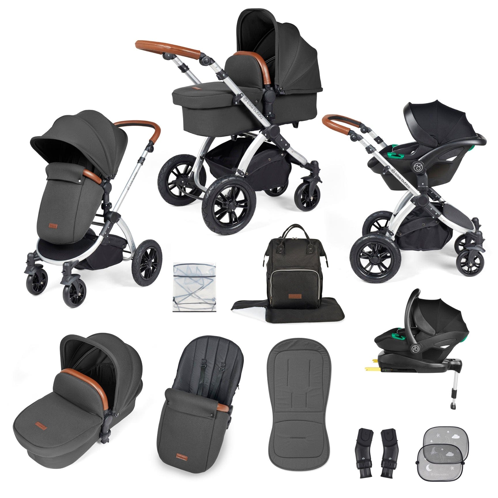 Ickle Bubba Stomp Luxe All in One Travel System with Isofix Base in Si