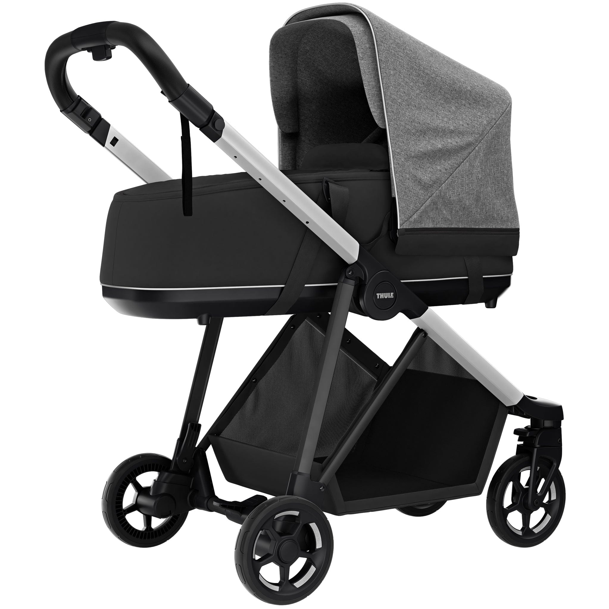 Thule Shine Grey Melange with Bassinet Baby Co