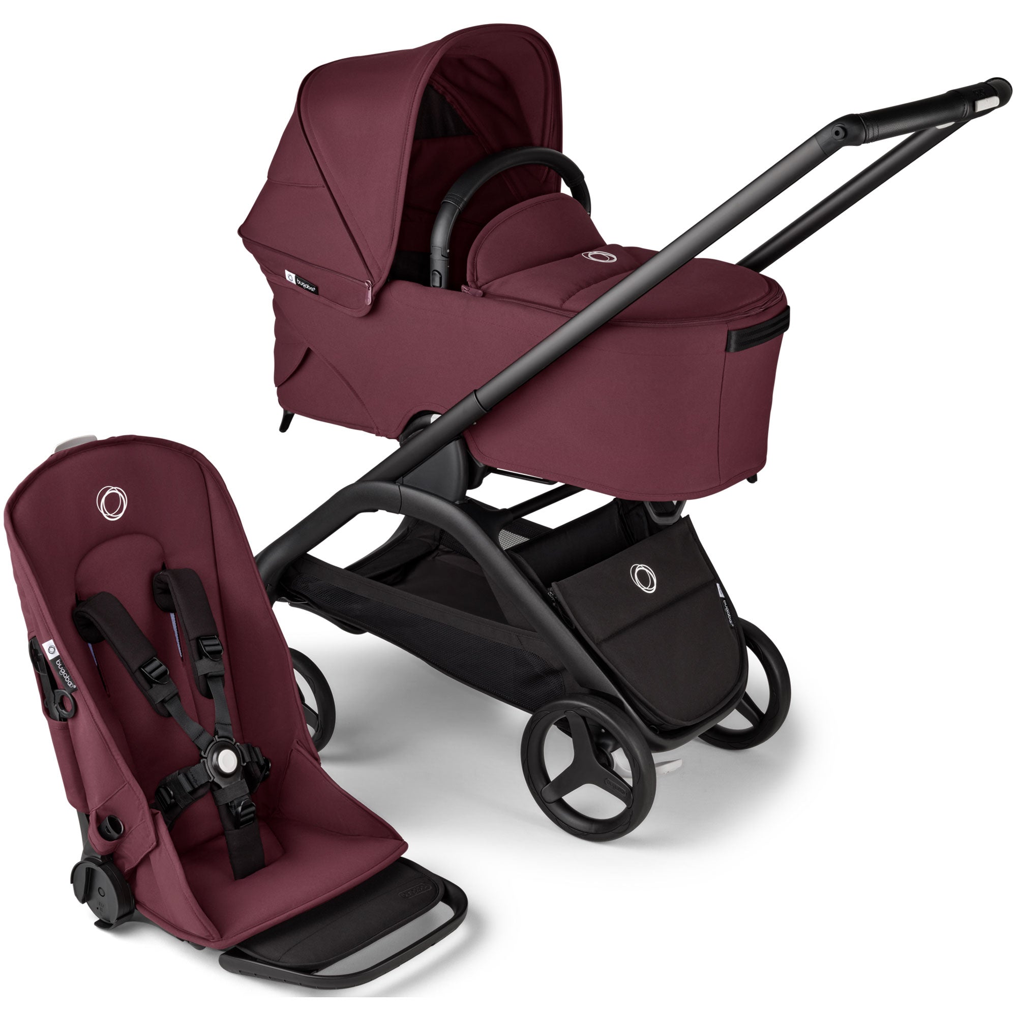 Bugaboo Dragonfly Complete Pram - Black/Dark Cherry