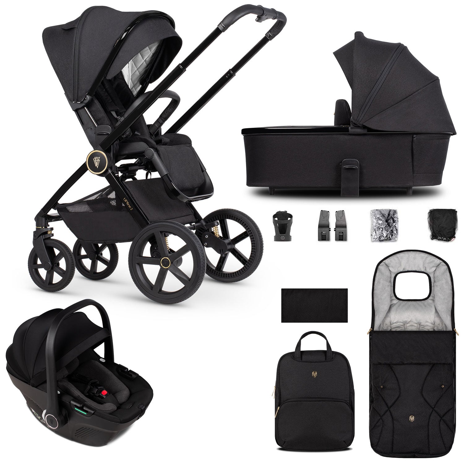 Venicci Tinum Upline 2 3in1 Travel System in All Black