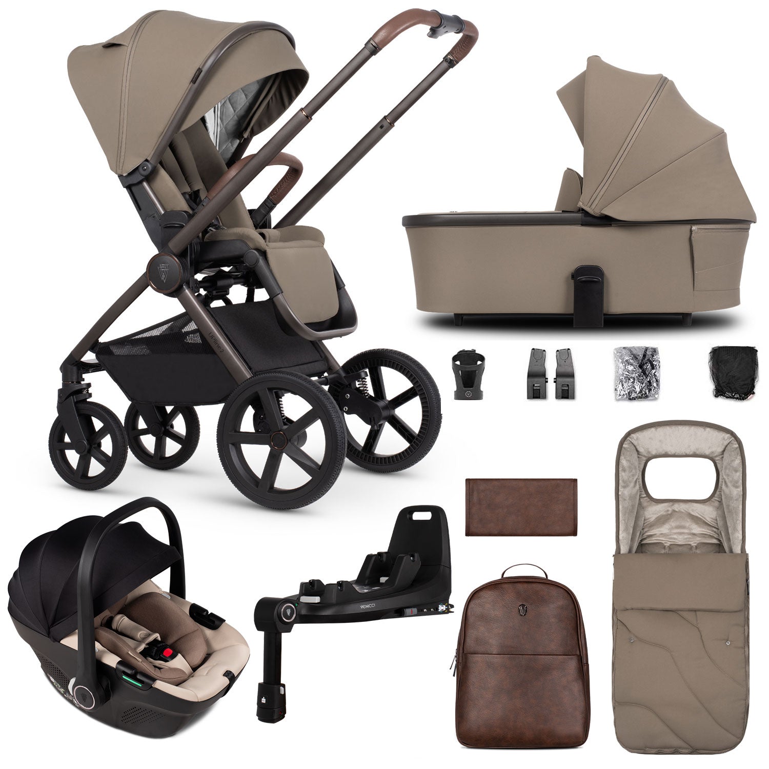 Venicci Tinum Upline 2 SE 3in1 Travel System in Powder