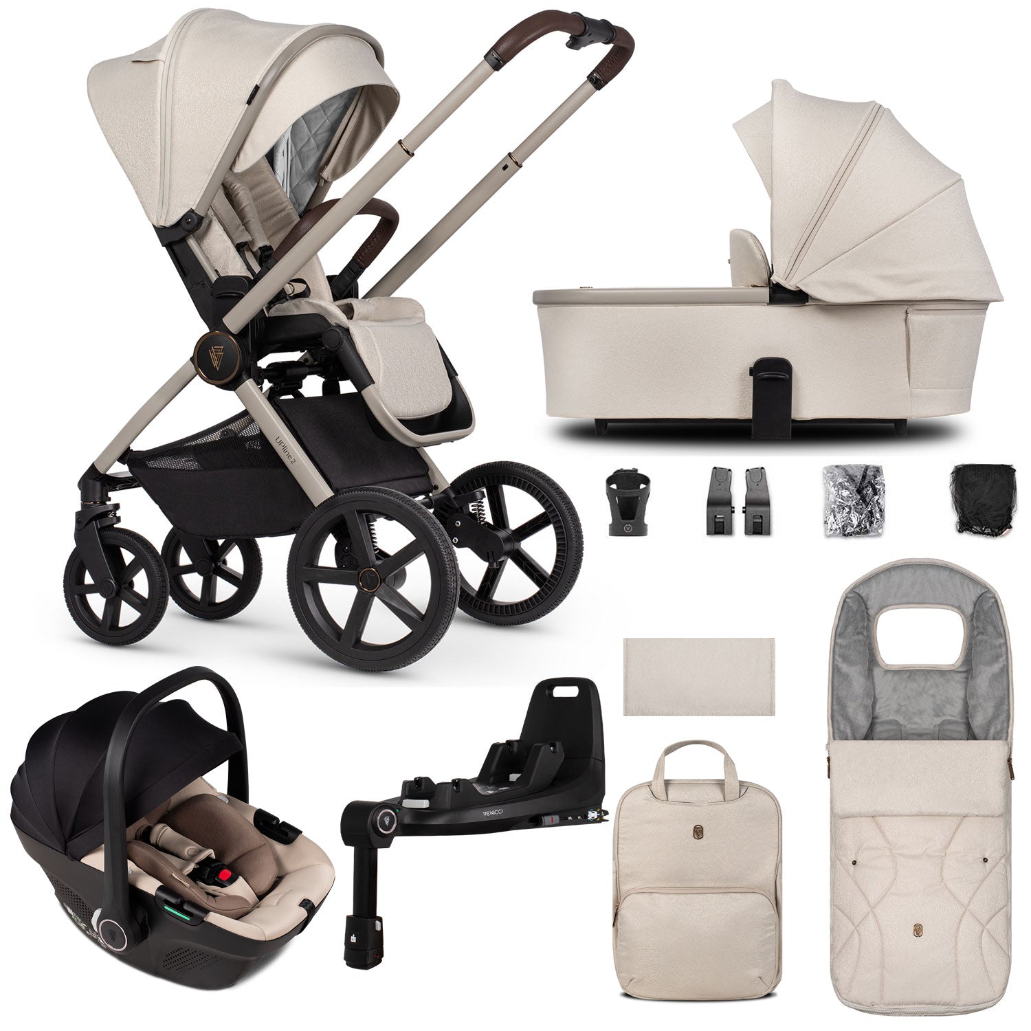 Venicci Tinum Upline 2 3in1 Travel System in Stone Beige