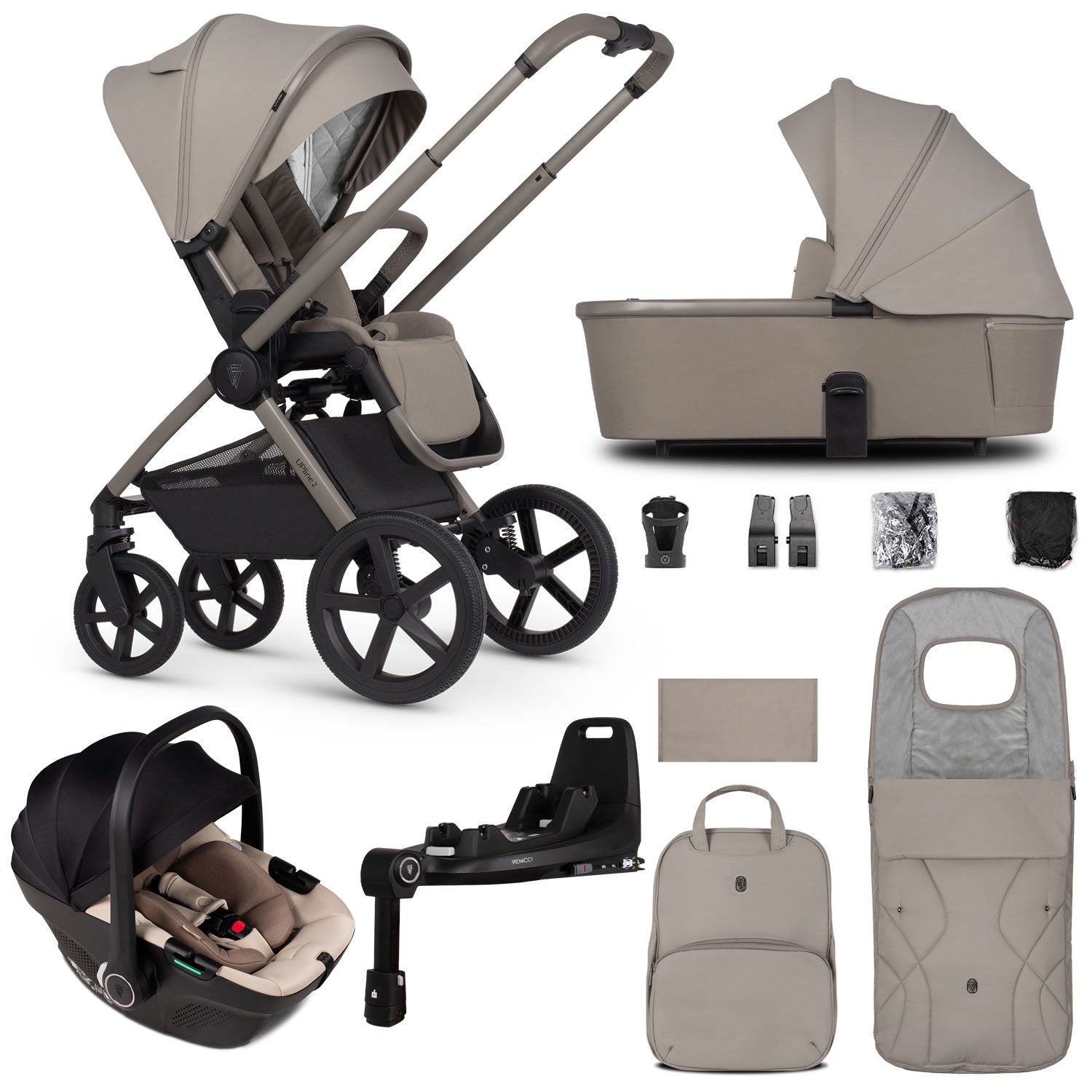 Venicci Tinum Upline 2 3in1 Travel System in Taupe