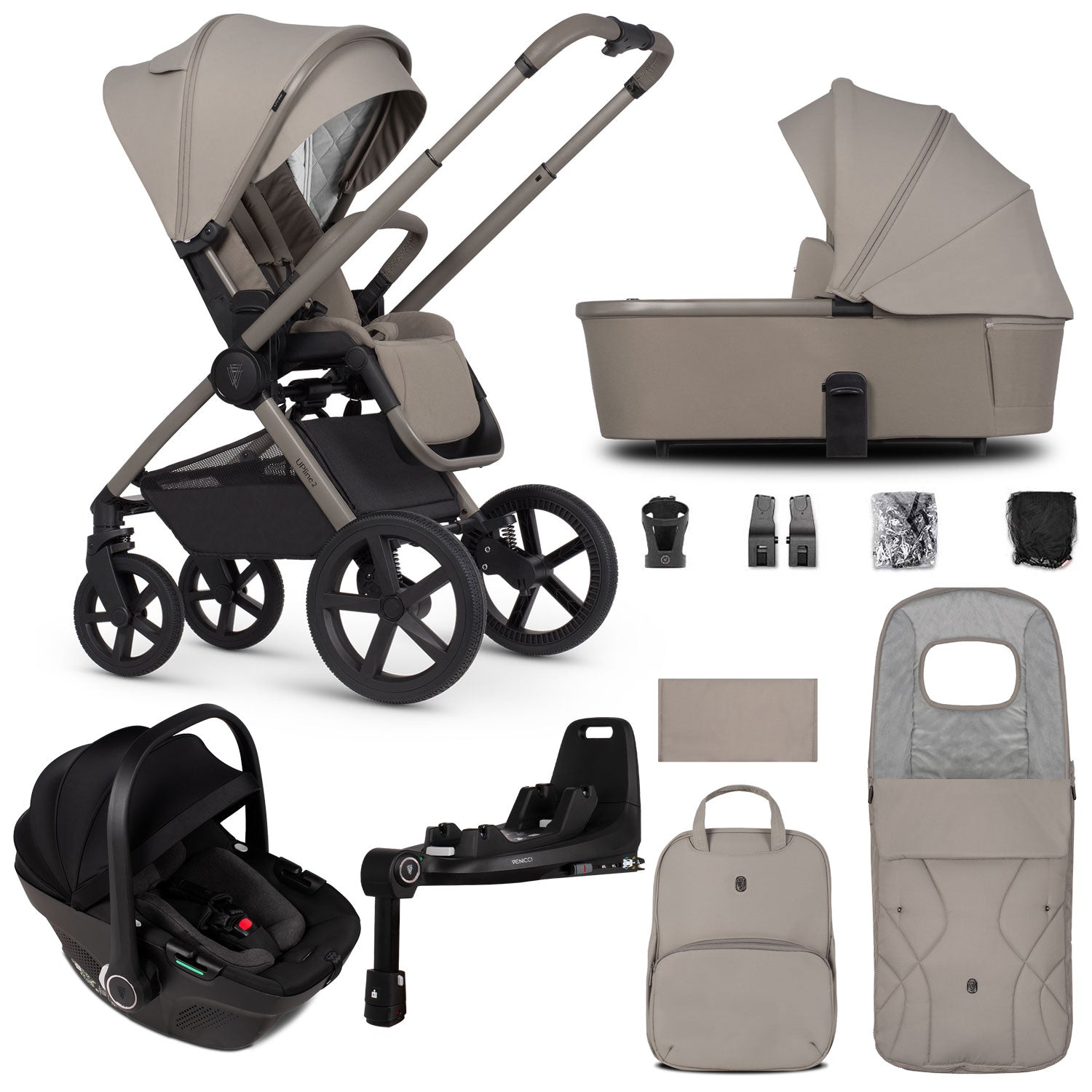 Venicci Tinum Upline 2 3in1 Travel System in Taupe