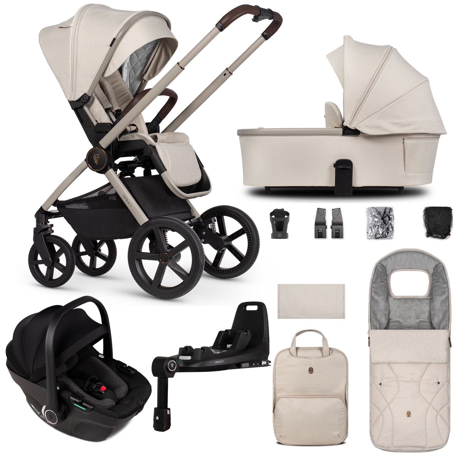 Venicci Tinum Upline 2 3in1 Travel System in Stone Beige