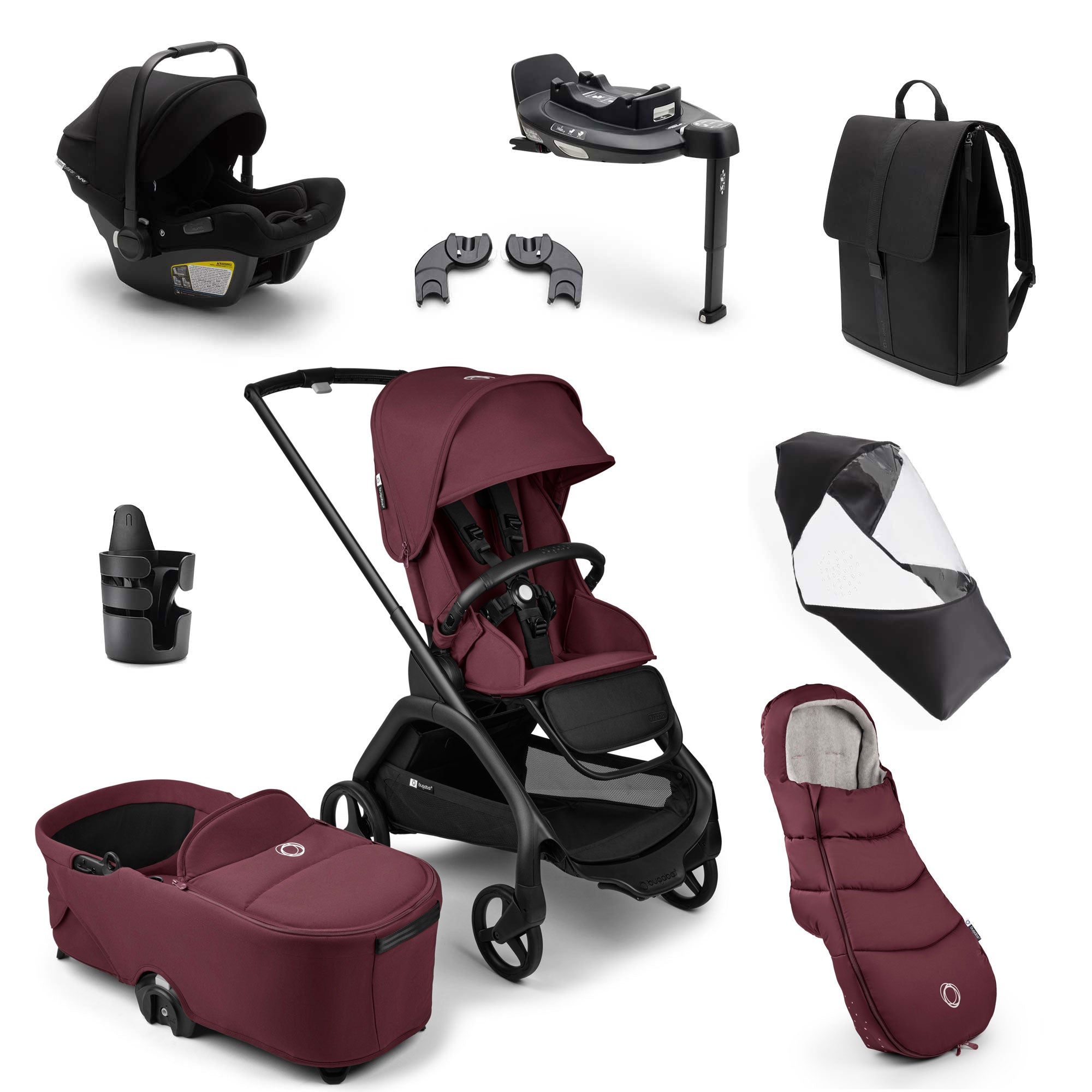 Bugaboo Dragonfly Ultimate Bundle - Black/Dark Cherry