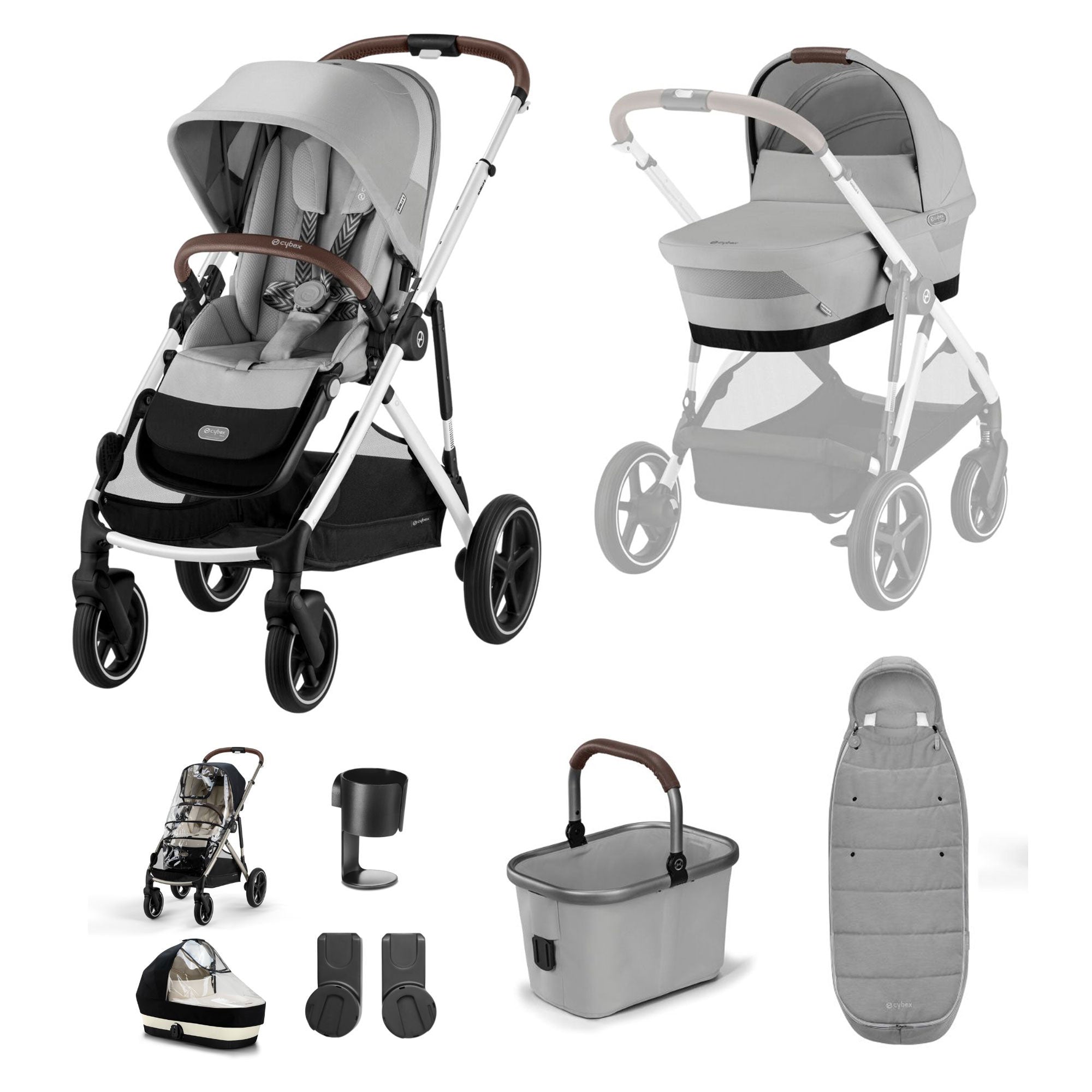 Cybex Gazelle S Essential Bundle in Silver/Stone Grey