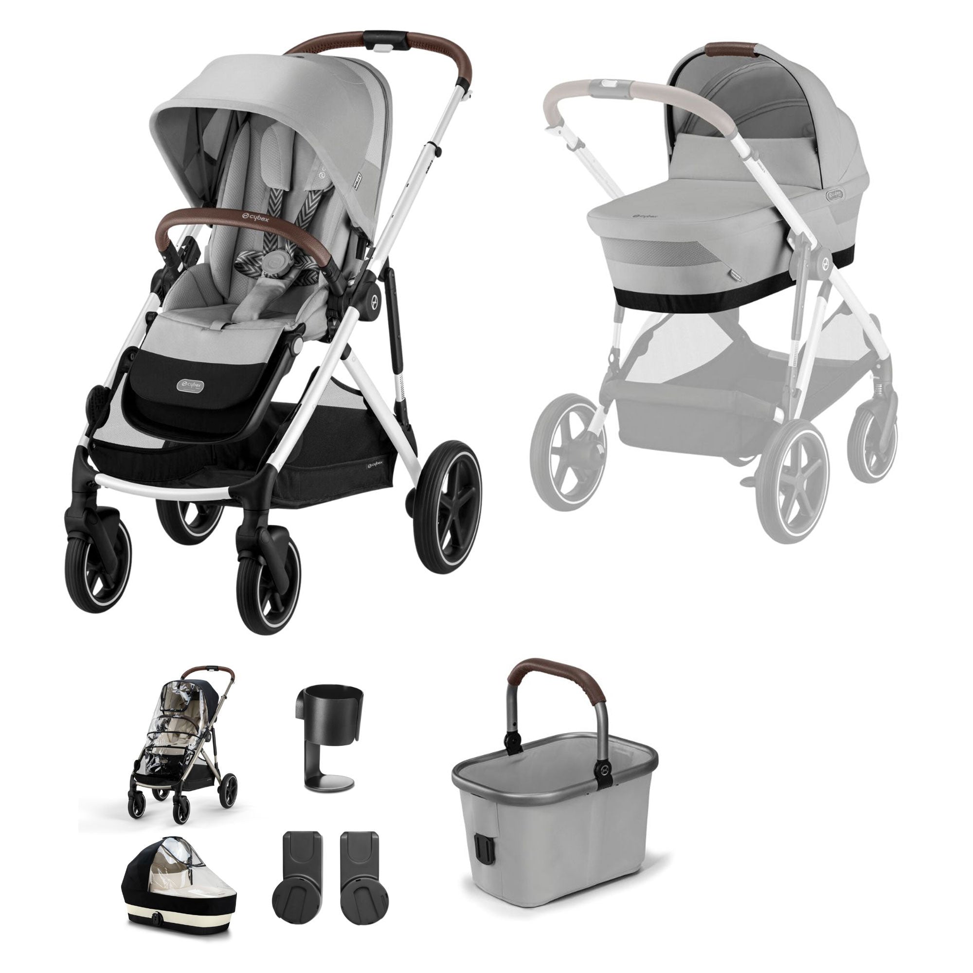 Cybex Gazelle S Essential Bundle in Silver/Stone Grey