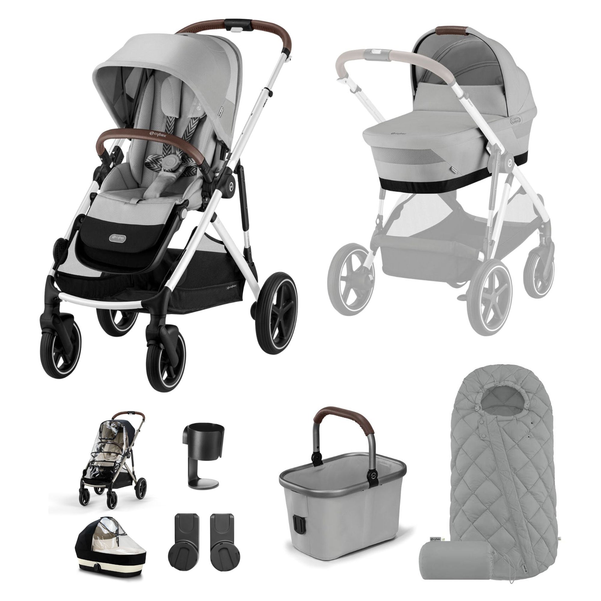 Cybex Gazelle S Essential Bundle in Silver/Stone Grey