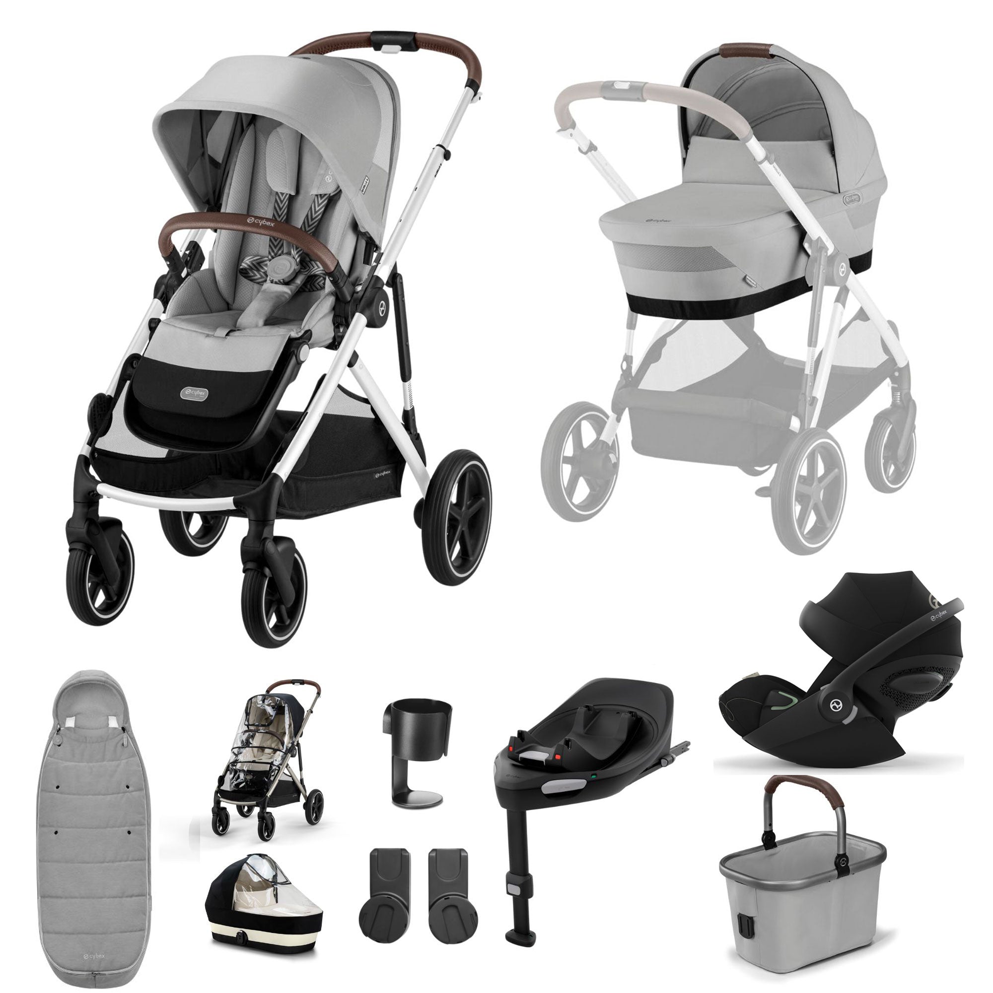 Cybex Gazelle S Luxury Bundle in Silver/Stone Grey