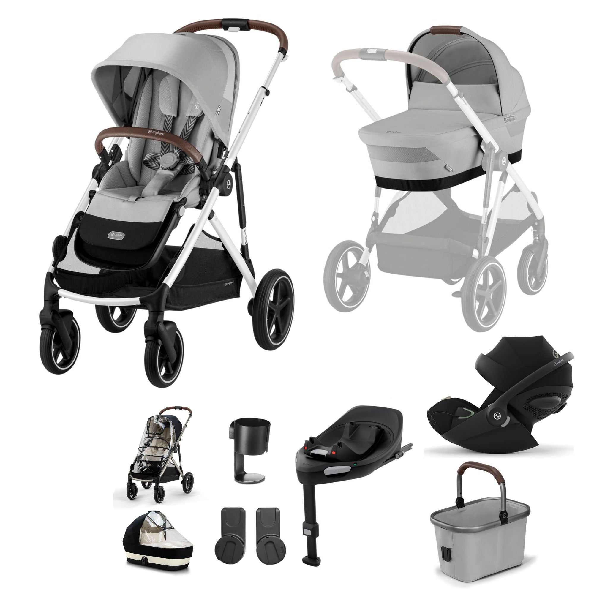 Cybex Gazelle S Luxury Bundle in Silver/Stone Grey