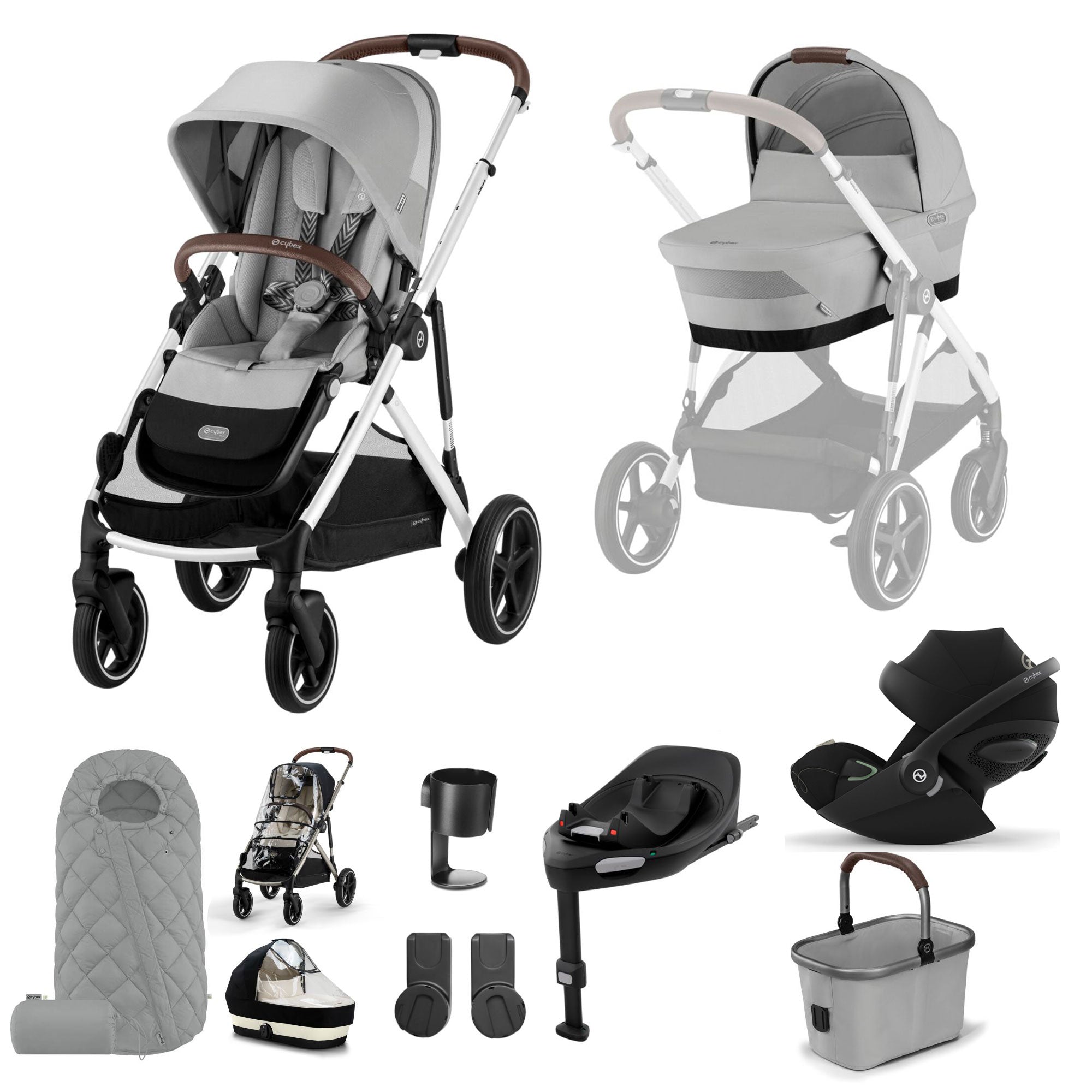 Cybex Gazelle S Luxury Bundle in Silver/Stone Grey