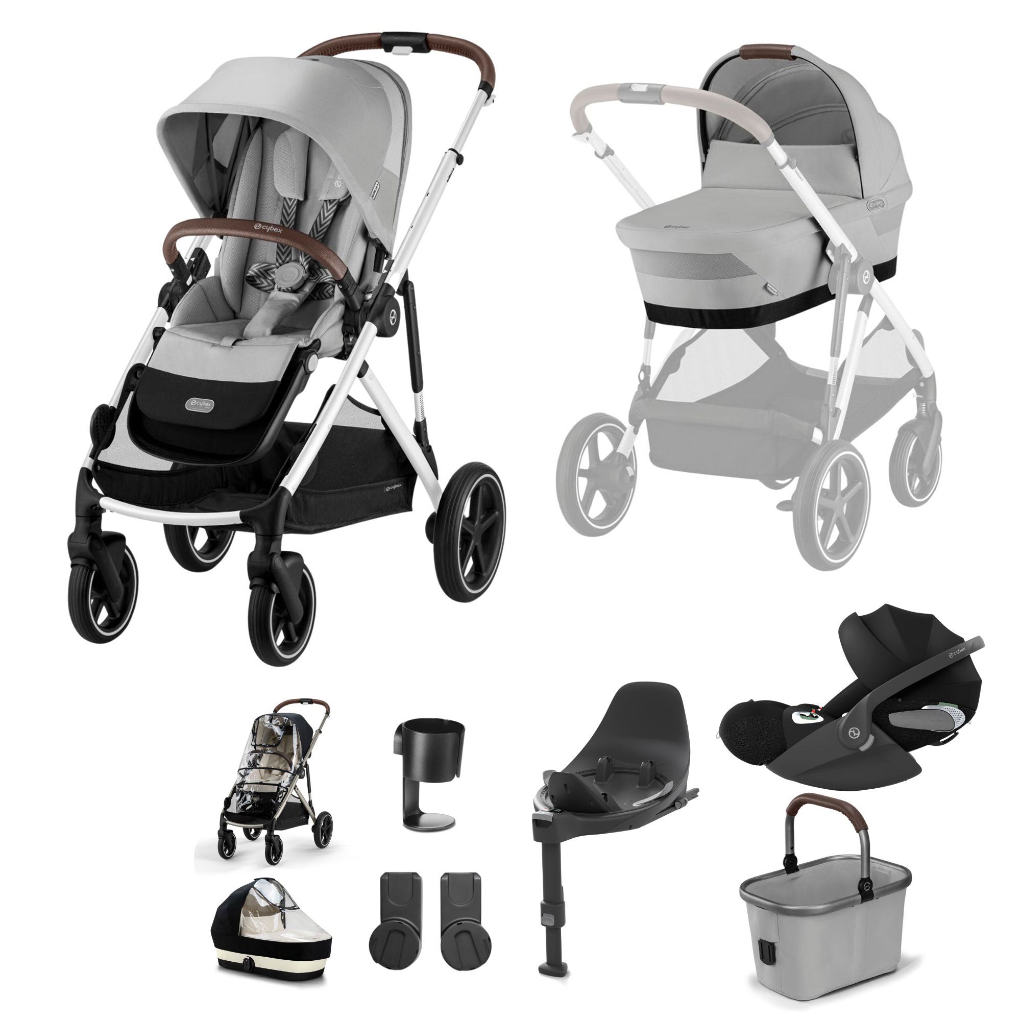 Cybex Gazelle S Luxury Bundle in Silver/Stone Grey