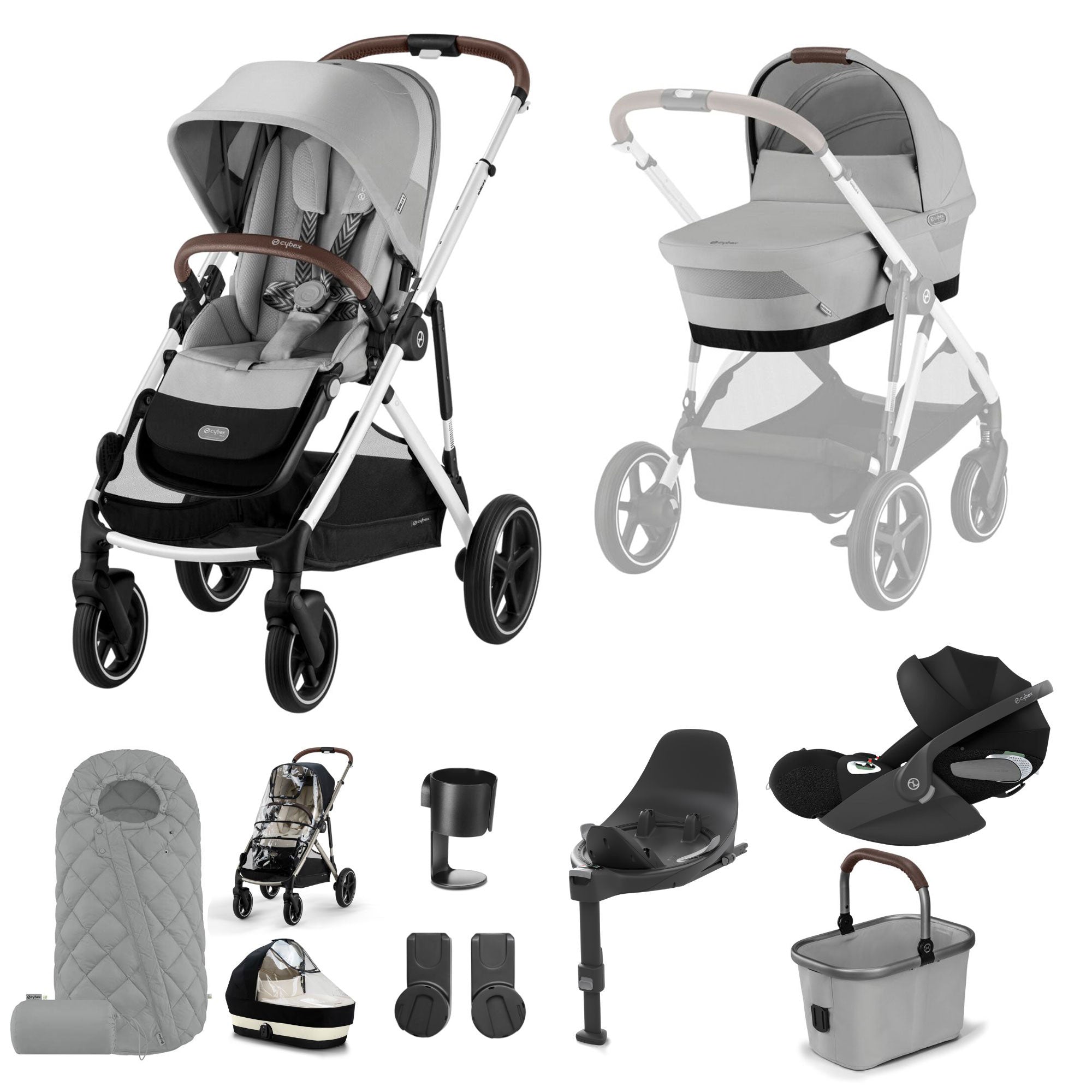 Cybex Gazelle S Luxury Bundle in Silver/Stone Grey