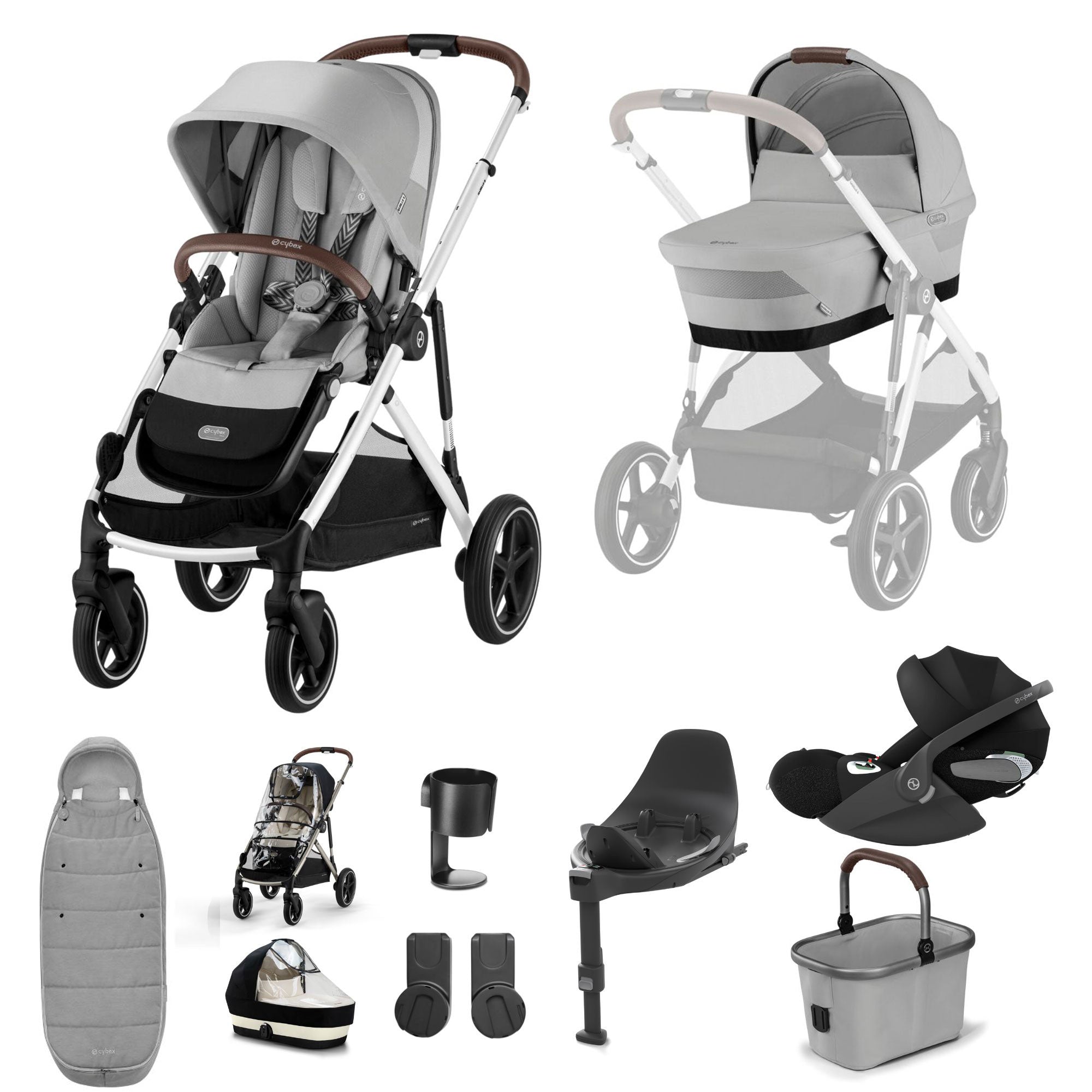 Cybex Gazelle S Luxury Bundle in Silver/Stone Grey