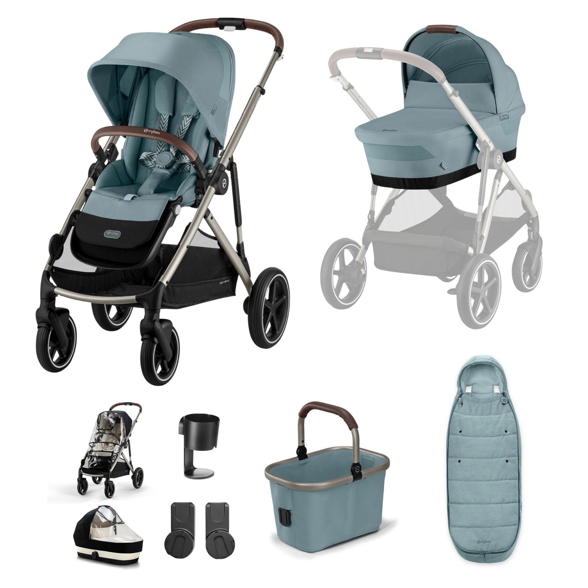 Cybex Gazelle S Essential Bundle in Taupe/Stormy Blue