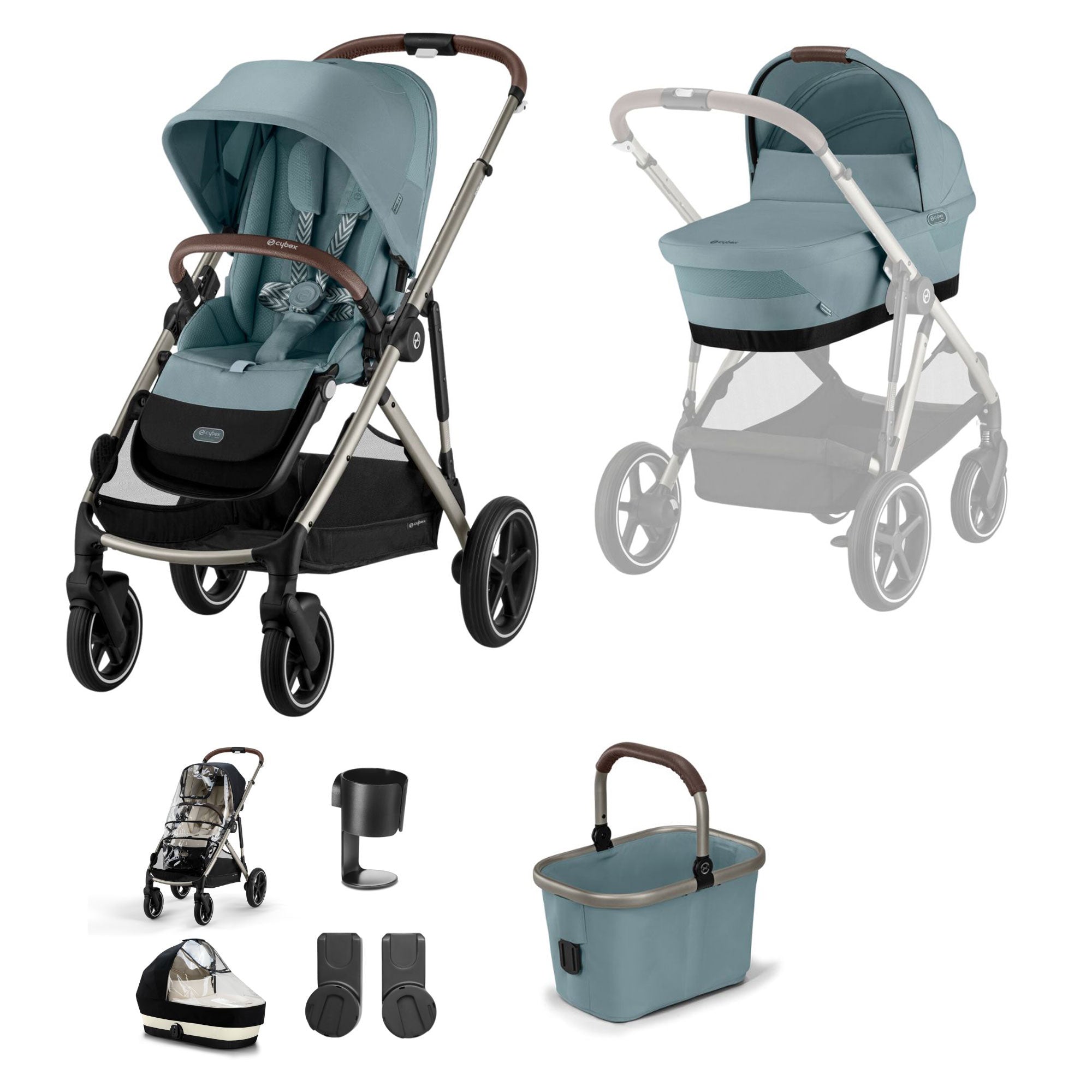 Cybex Gazelle S Essential Bundle in Taupe/Stormy Blue