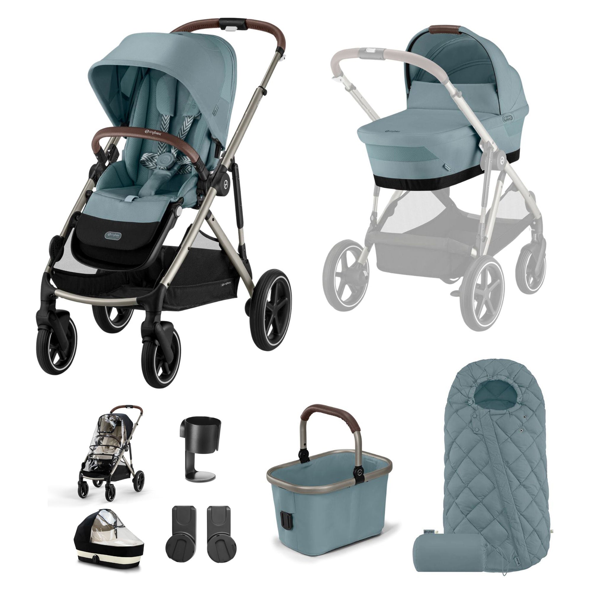 Cybex Gazelle S Essential Bundle in Taupe/Stormy Blue