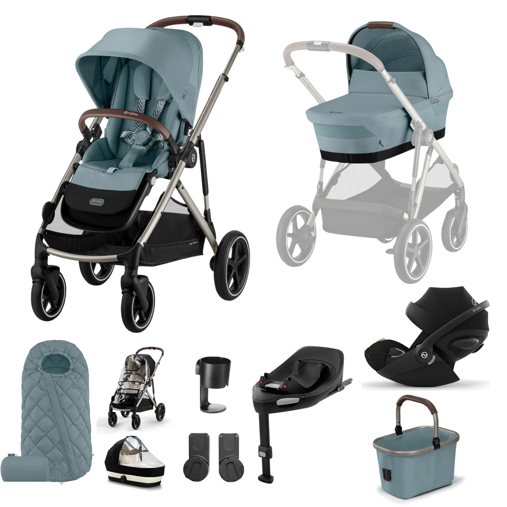 Cybex Gazelle S Luxury Bundle in Taupe/Stormy Blue