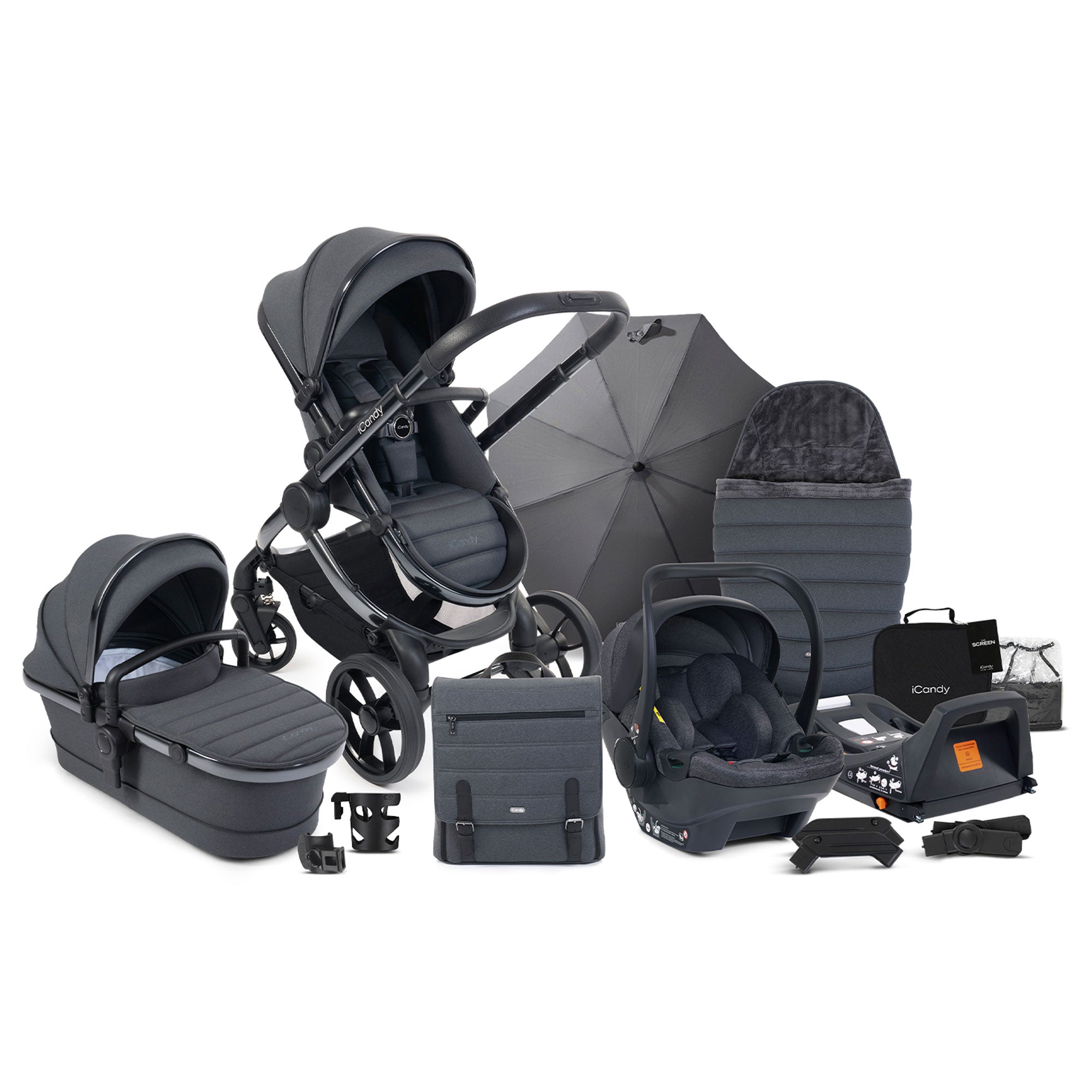 iCandy Peach 7 Complete Bundle with COCOON Car Seat in Dark Grey