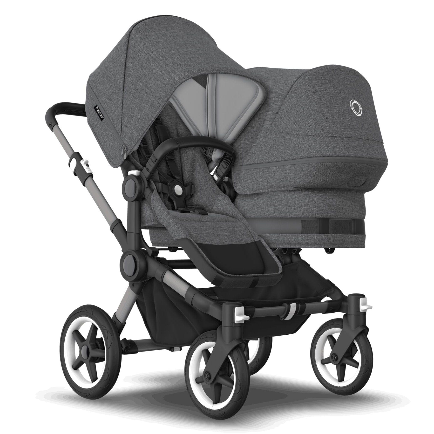 Bugaboo Donkey 5 Duo Complete Pushchair in Black/Grey Mélange Baby Prams 100219001 8717447416548