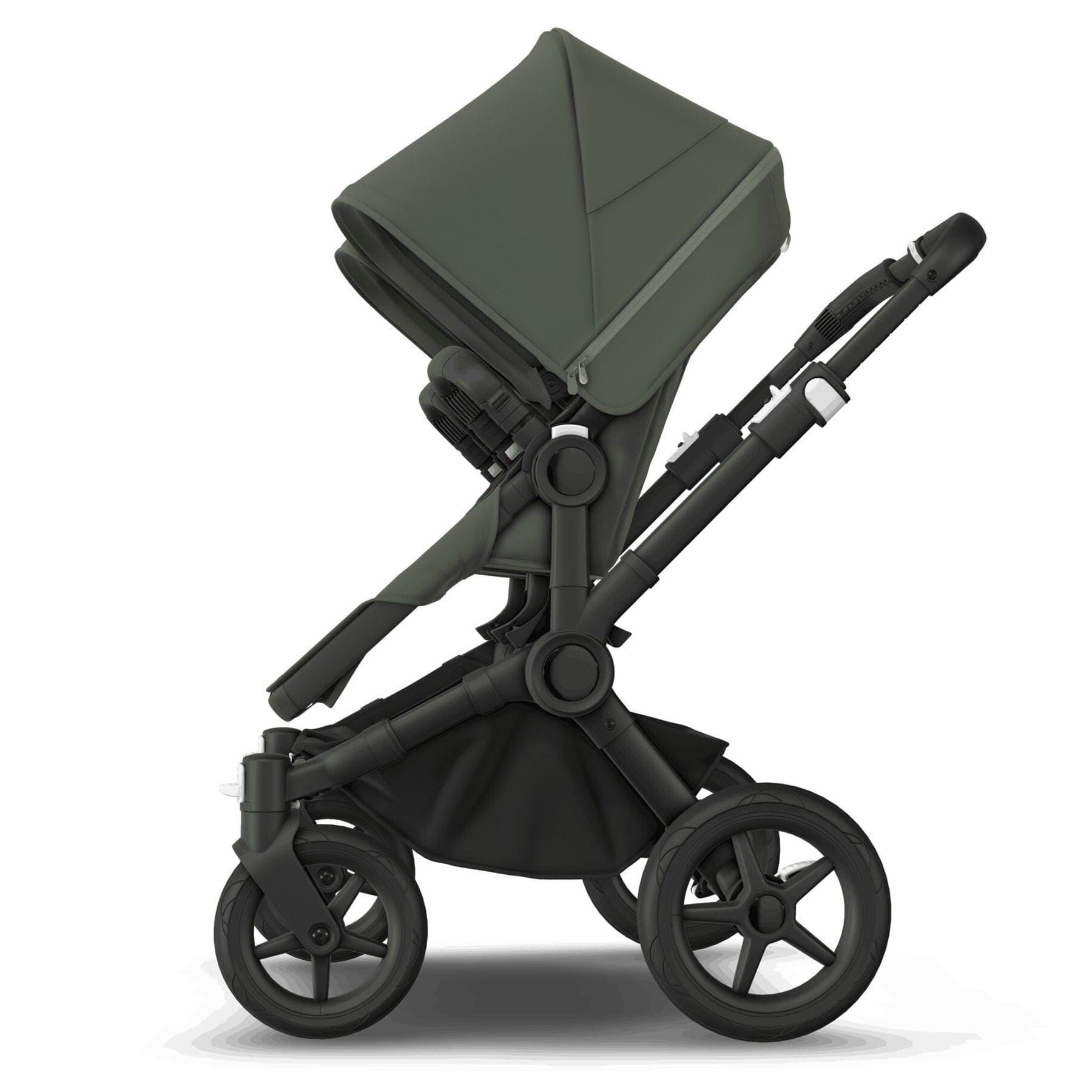 Bugaboo Donkey 5 Twin Complete Pushchair in Black/Forest Green Baby Prams 100288001 8717447597094