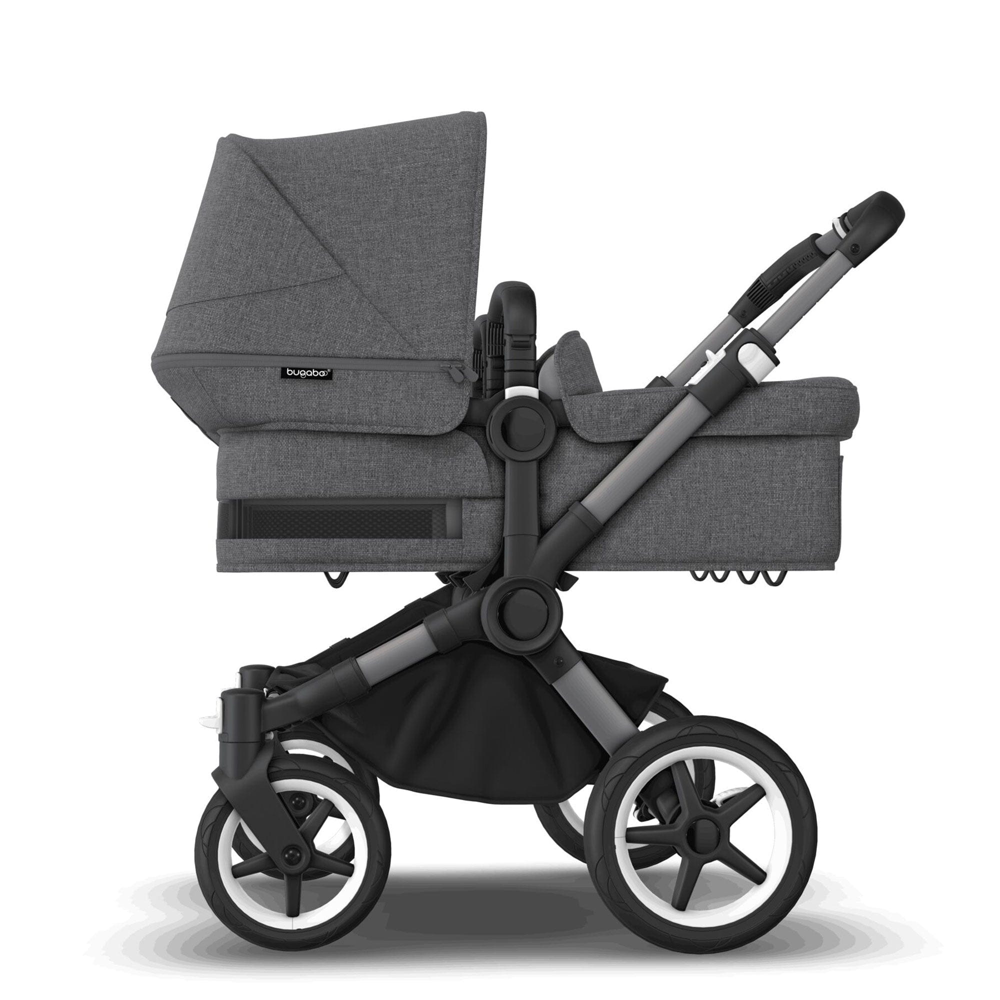 Bugaboo Donkey 5 Twin Complete Pushchair in Black/Grey Mélange Baby Prams 100288002 8717447325260