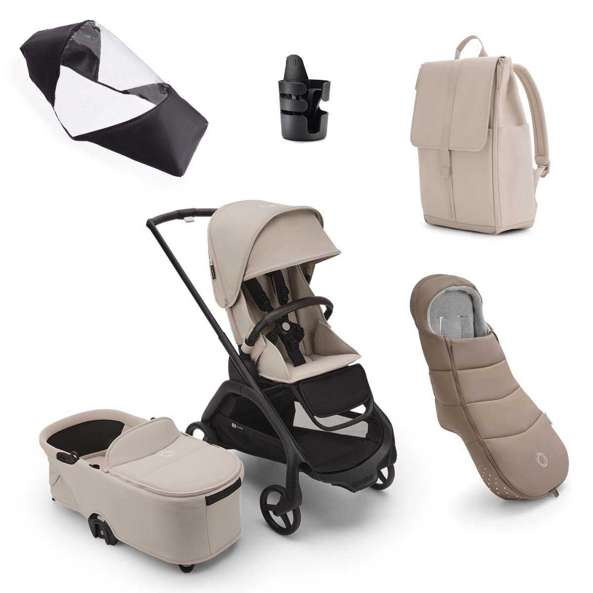 Bugaboo Dragonfly Essential Bundle - Black/Desert Taupe Baby Prams 16661-BLK-DES-TPE 8717447581772