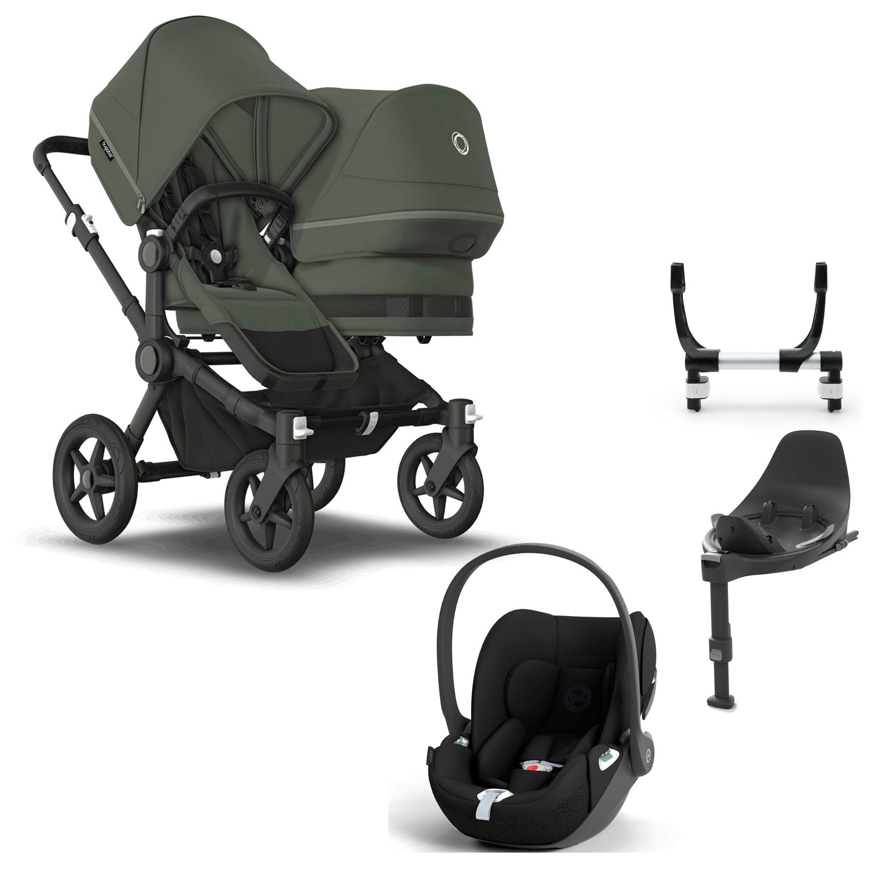 Bugaboo Donkey 5 Duo Complete Cloud T Travel System in Forest Green Travel Systems 17676-FOR-GRN 8717447197829