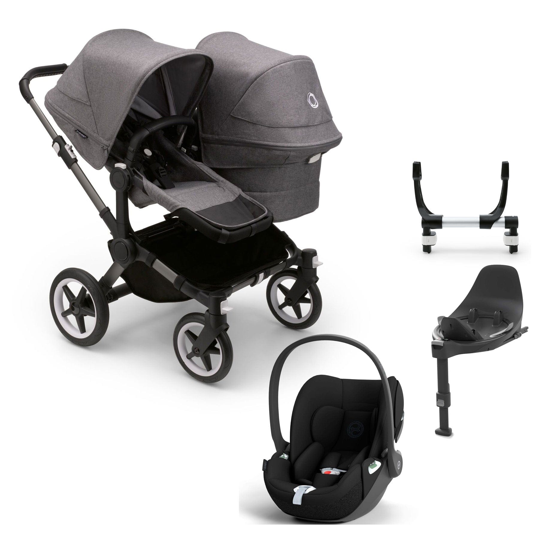 Bugaboo Donkey 5 Duo Complete Cloud T Travel System in Grey Mélange Travel Systems 17676-GRY-MEL 8717447416548