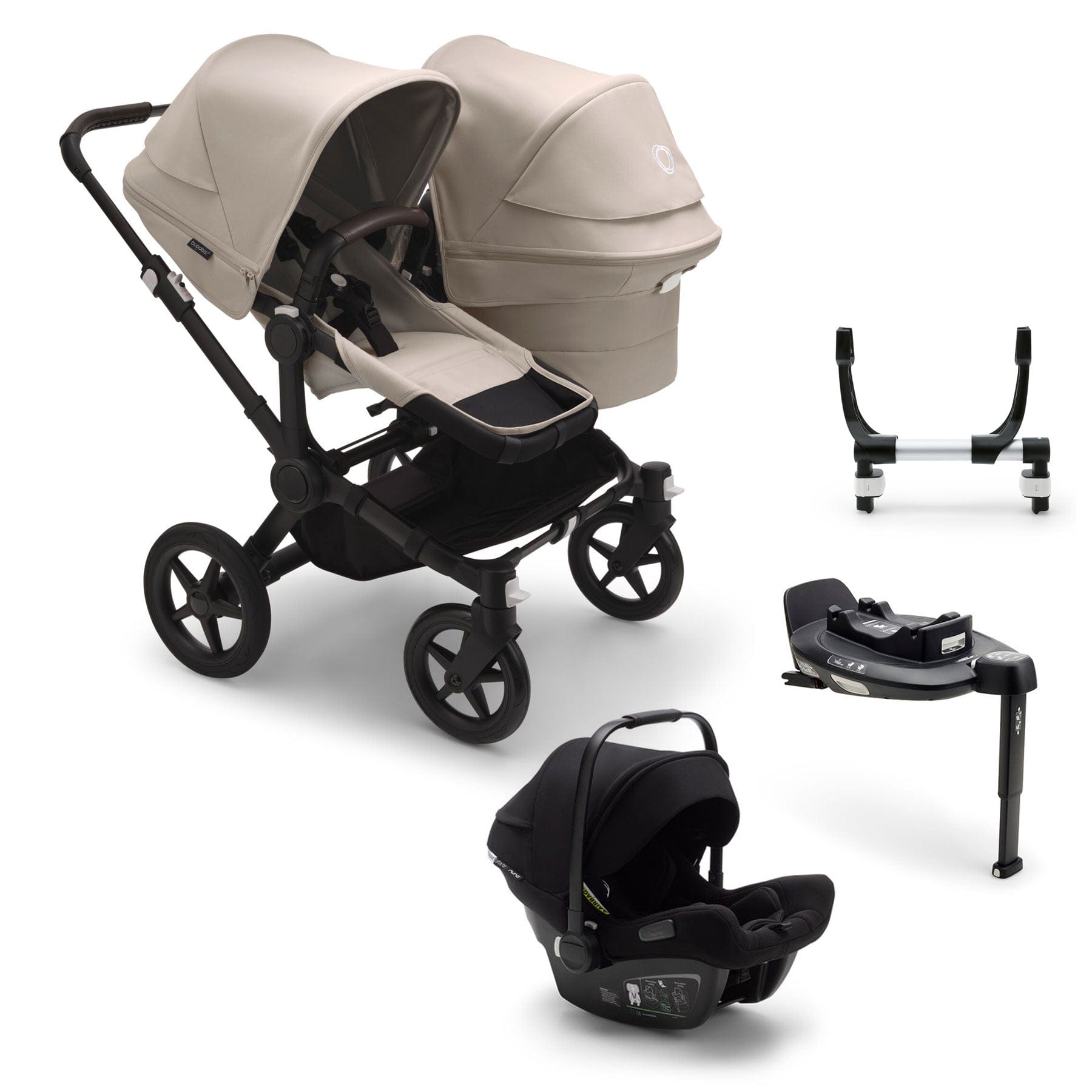 Bugaboo Donkey 5 Duo Complete Turtle Travel System in Desert Taupe Travel Systems 17672-DES-TPE 8717447649526