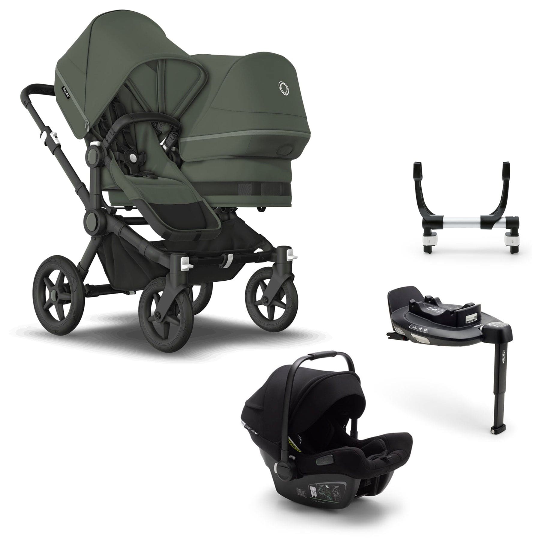 Bugaboo Donkey 5 Duo Complete Turtle Travel System in Forest Green Travel Systems 17672-FOR-GRN 8717447197829