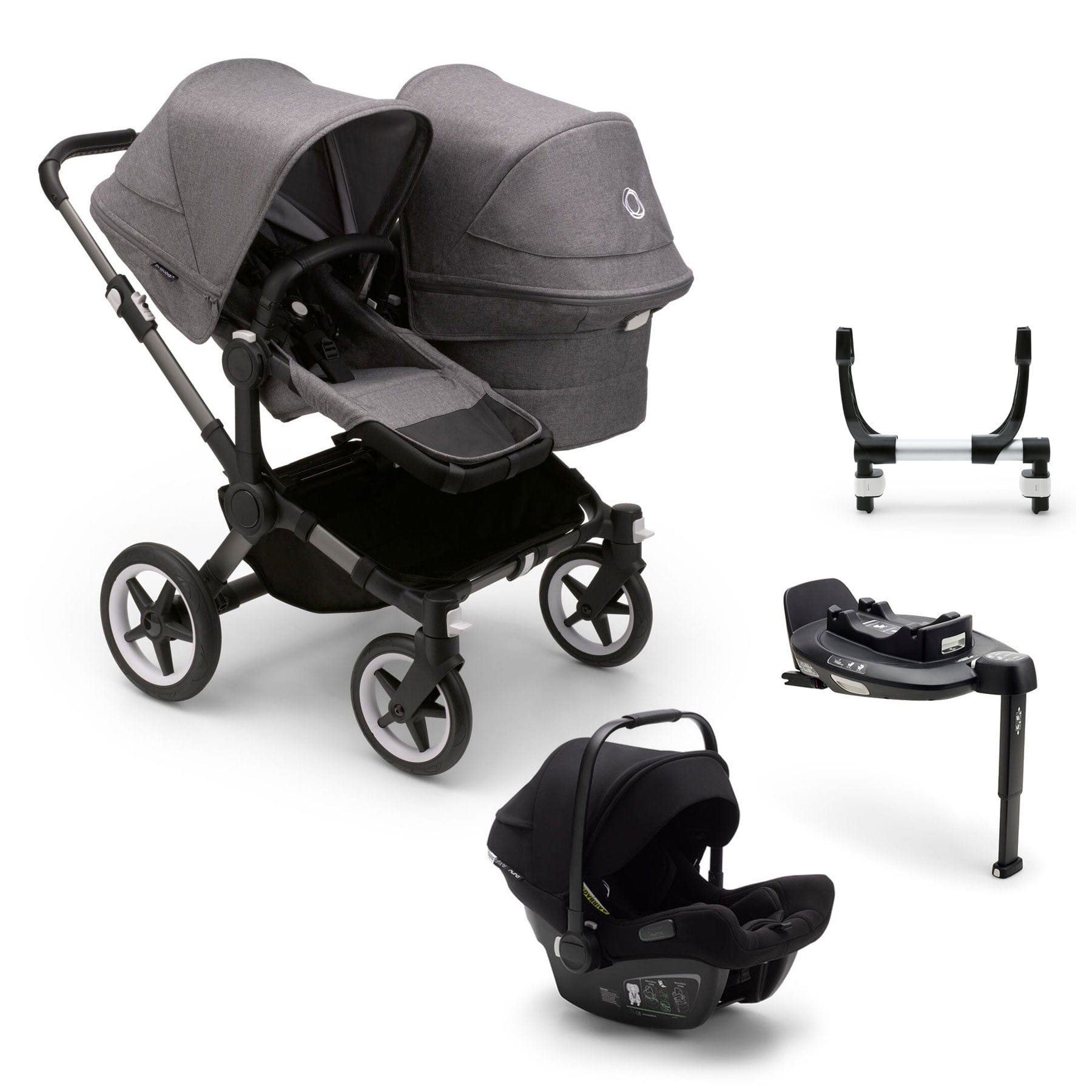 Bugaboo Donkey 5 Duo Complete Turtle Travel System in Grey Mélange Travel Systems 17672-GRY-MEL 8717447416548