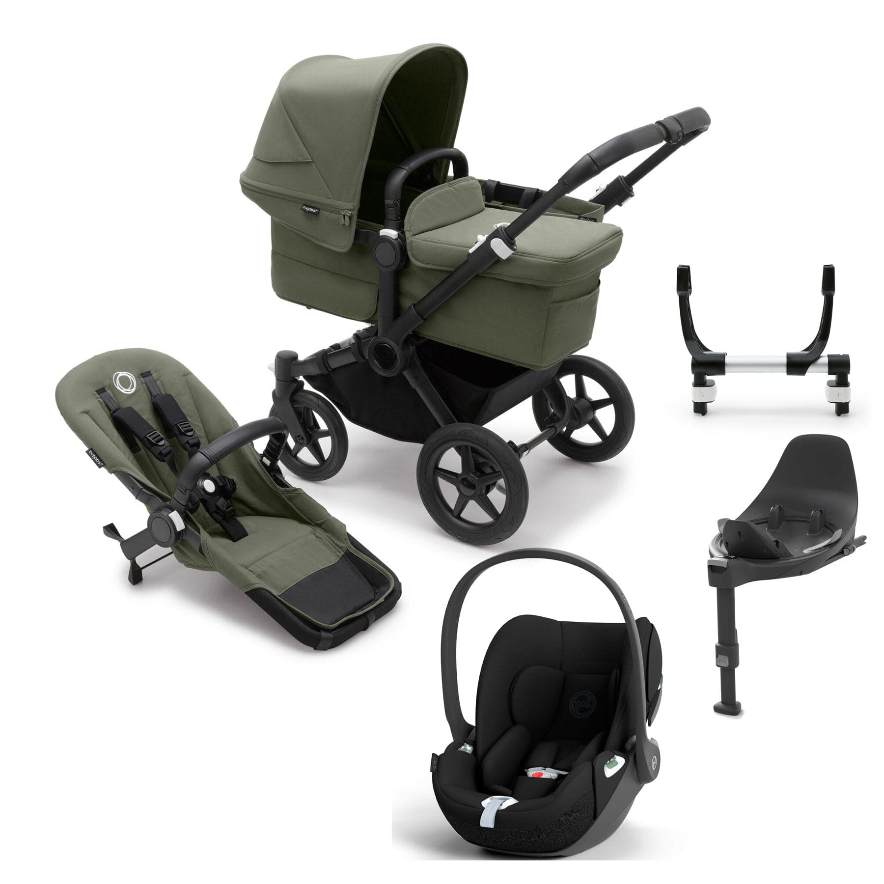 Bugaboo Donkey 5 Mono Cloud T Travel System in Forest Green Travel Systems 17668-FOR-GRN 8717447476214