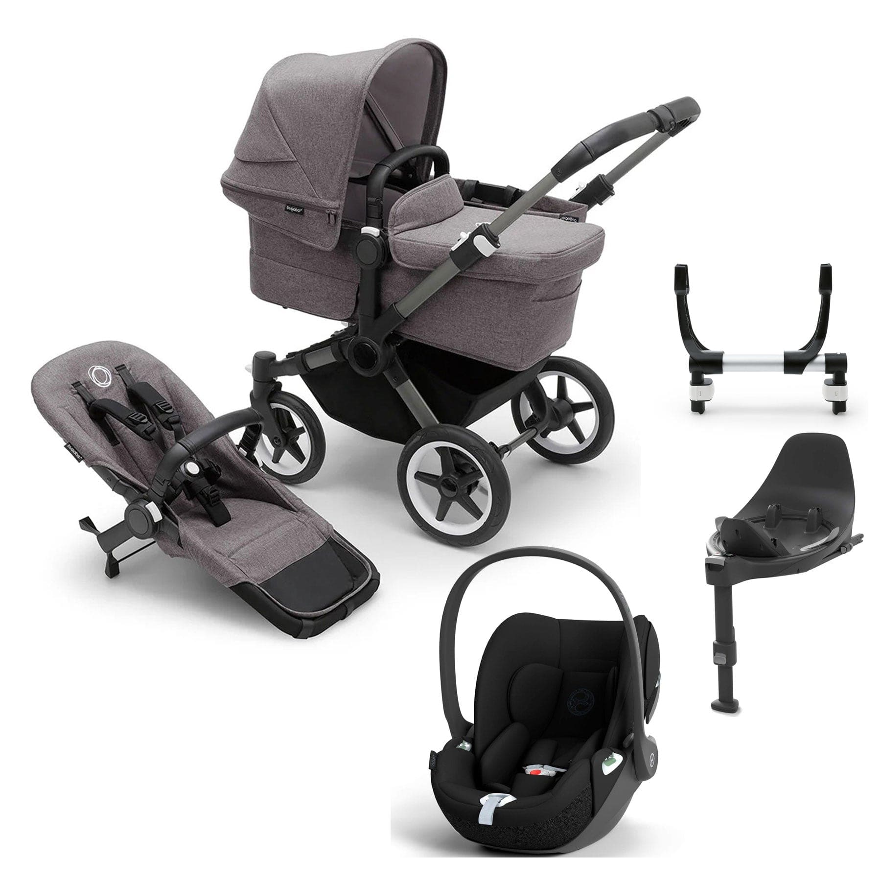 Bugaboo Donkey 5 Mono Cloud T Travel System in Grey Mélange Travel Systems 17668-GRY-MEL 8717447204671