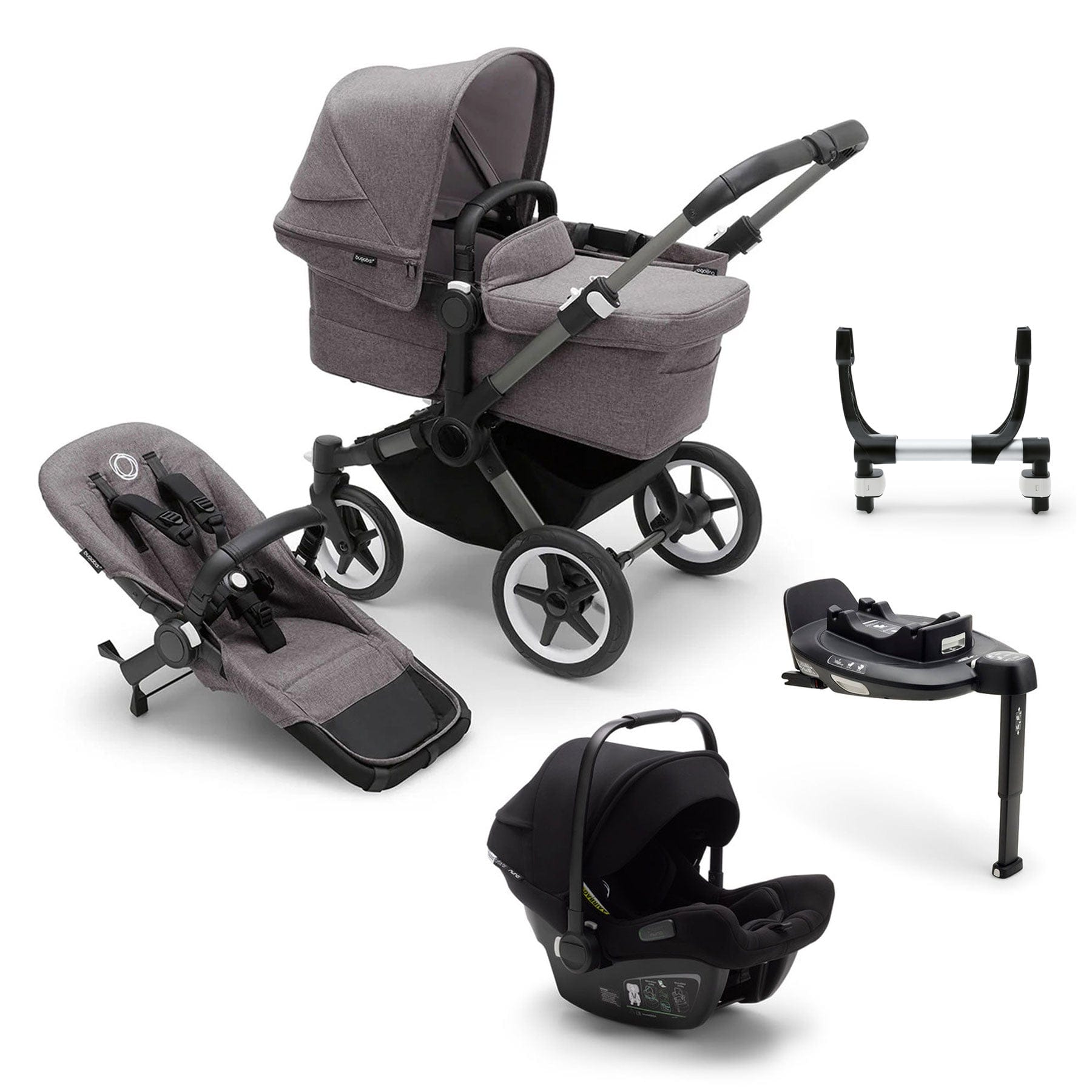 Bugaboo Donkey 5 Mono Turtle Travel System in Grey Mélange Travel Systems 17622-GRY-MEL 8717447204671