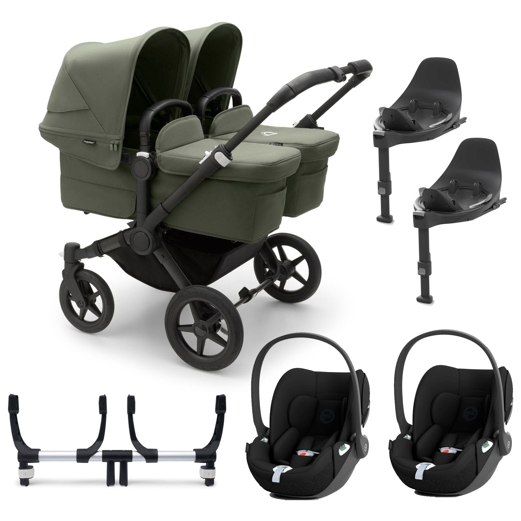 Bugaboo Donkey 5 Twin Complete Cloud T Travel System in Forest Green Travel Systems 17686-FOR-GRN 8717447607946