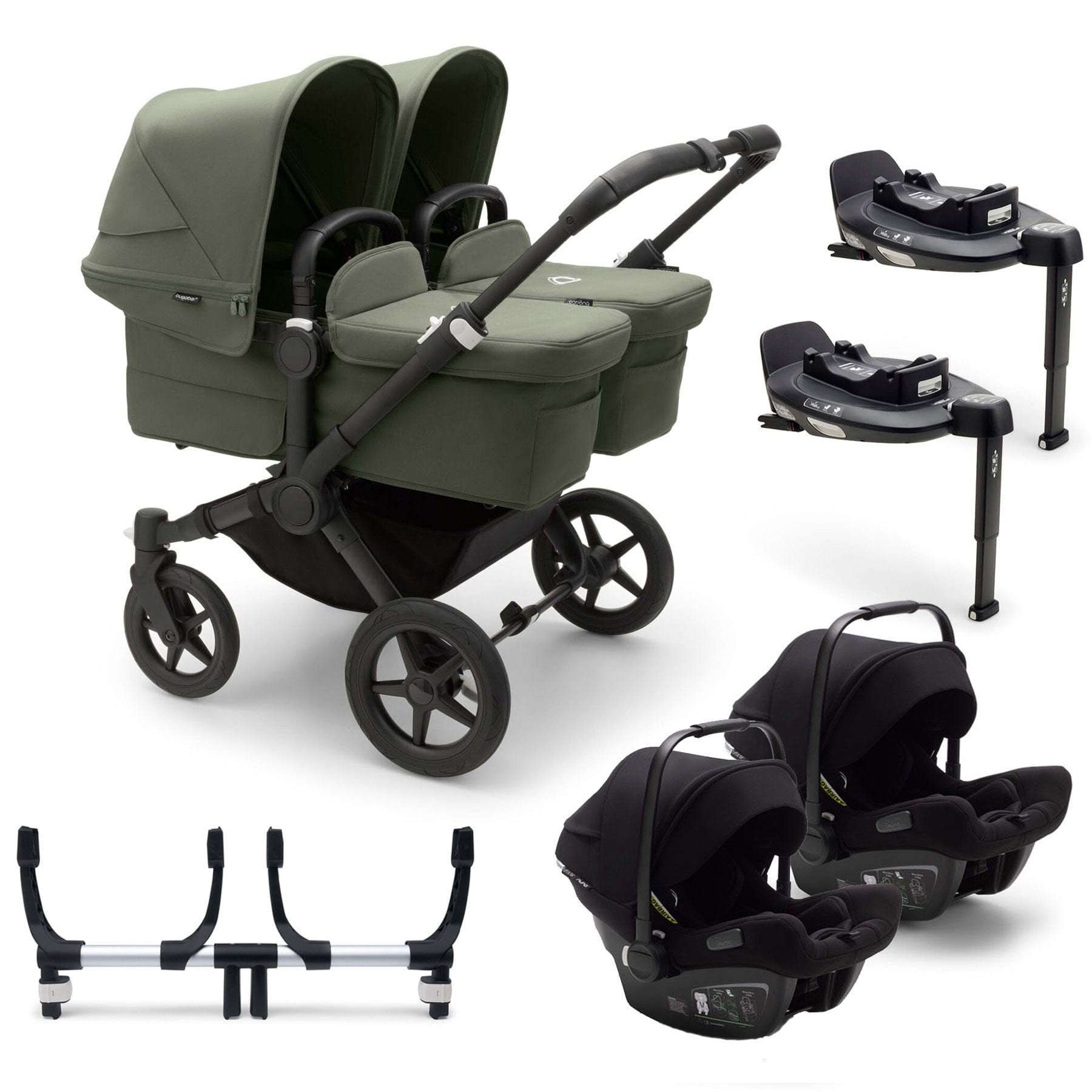 Bugaboo Donkey 5 Twin Complete Turtle Travel System in Forest Green Travel Systems 17680-FOR-GRN 8717447607946