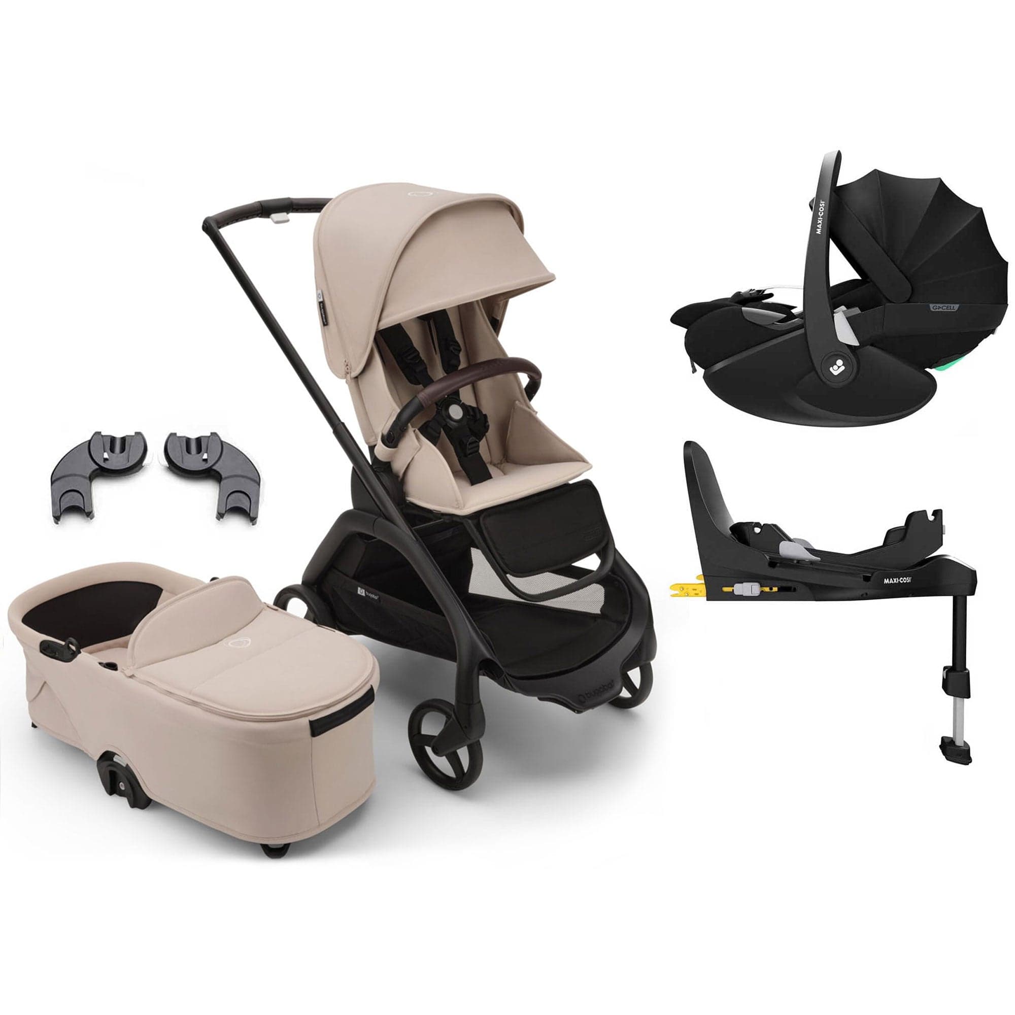 Bugaboo Dragonfly Pebble 360 Pro V2 Travel System - Black/Desert Taupe Travel Systems 13817-BLK-DES-TAU 8717447353980