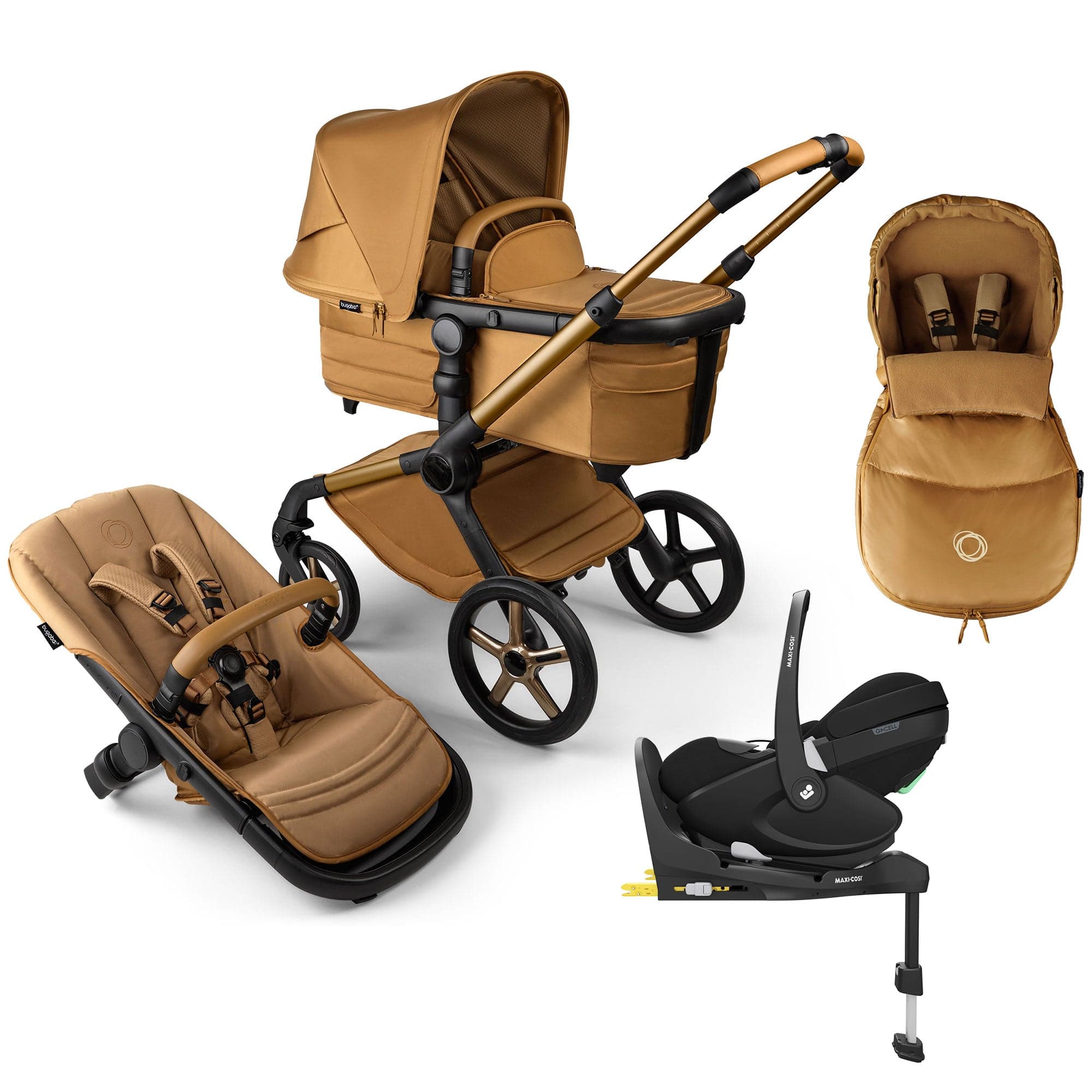 Bugaboo Fox 5 Noir Maxi-Cosi Luxury Bundle in Amber Glow Travel Systems 16194-AMB-GLO-1 8717447549130