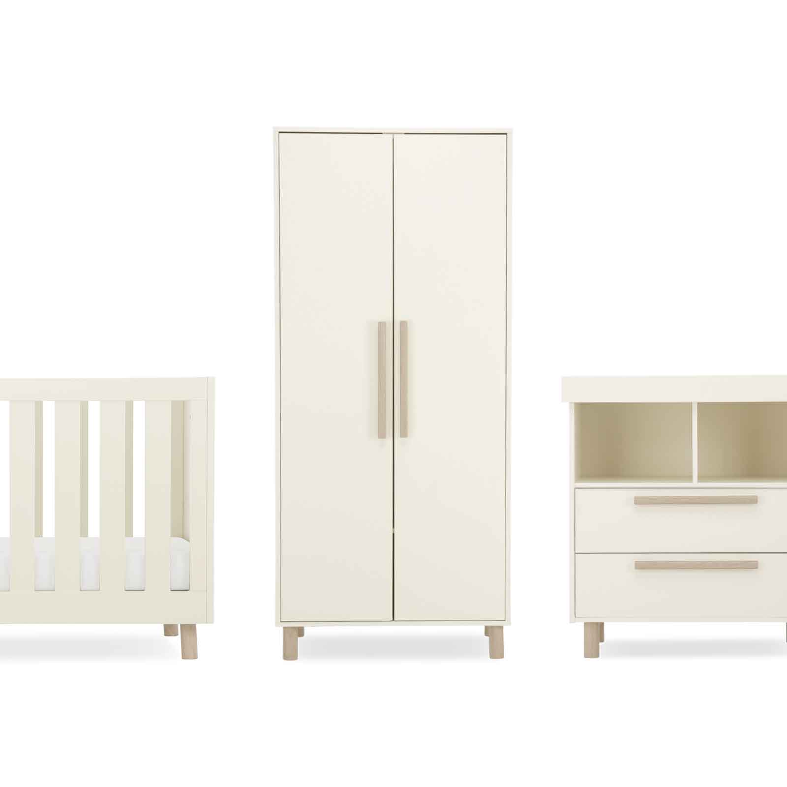 CuddleCo Harper 3 Piece Room Set in Cream Nursery Room Sets