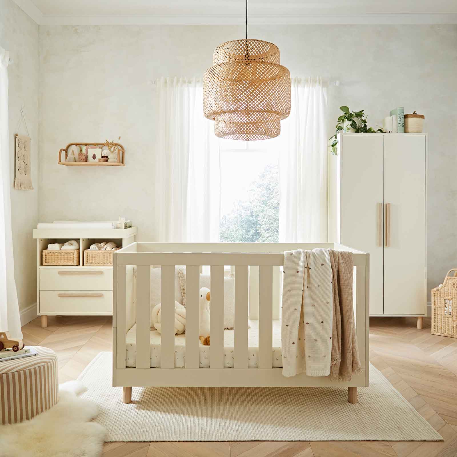 CuddleCo Harper 3 Piece Room Set in Cream Nursery Room Sets