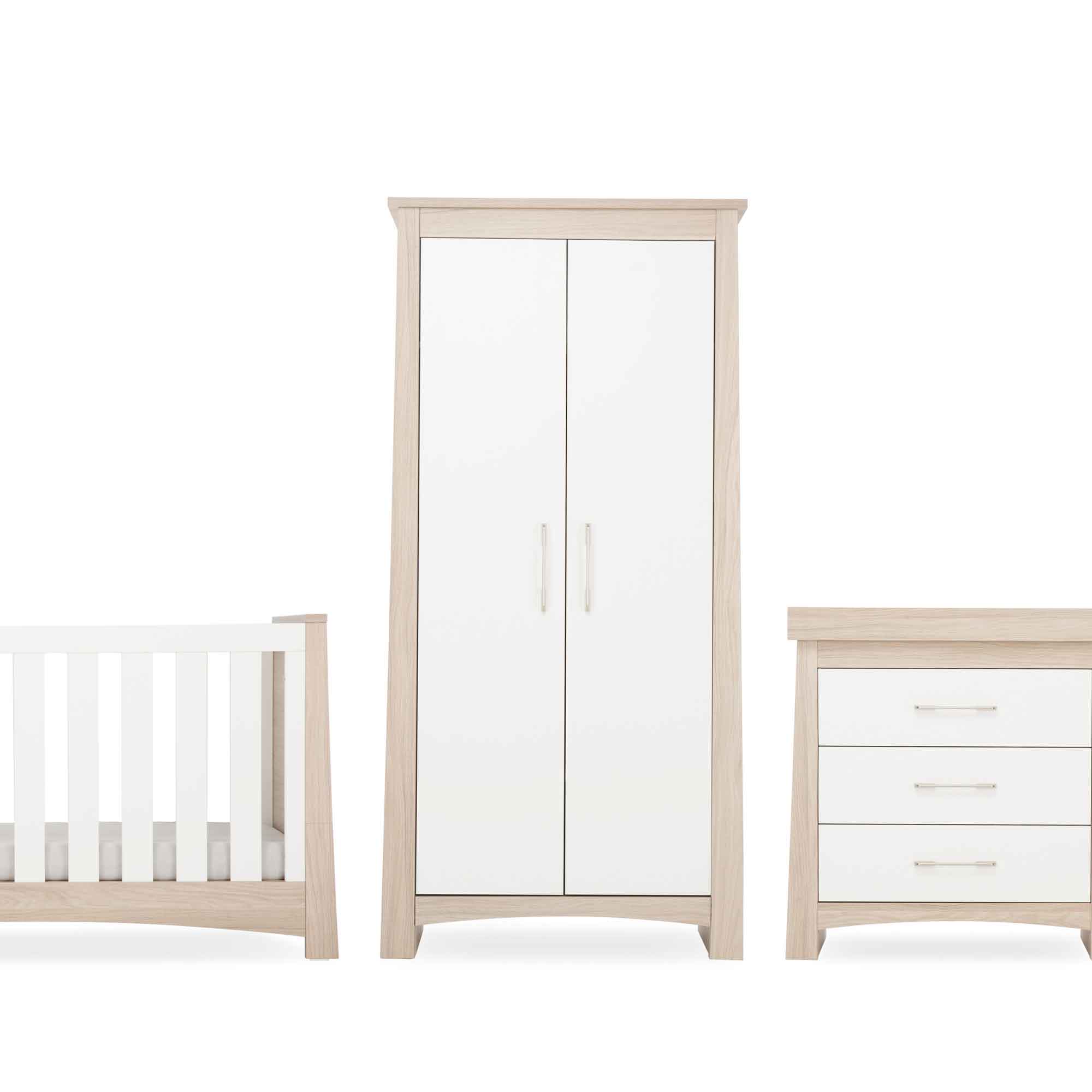 CuddleCo Lana 3 Piece Room Set in Ash/White Nursery Room Sets