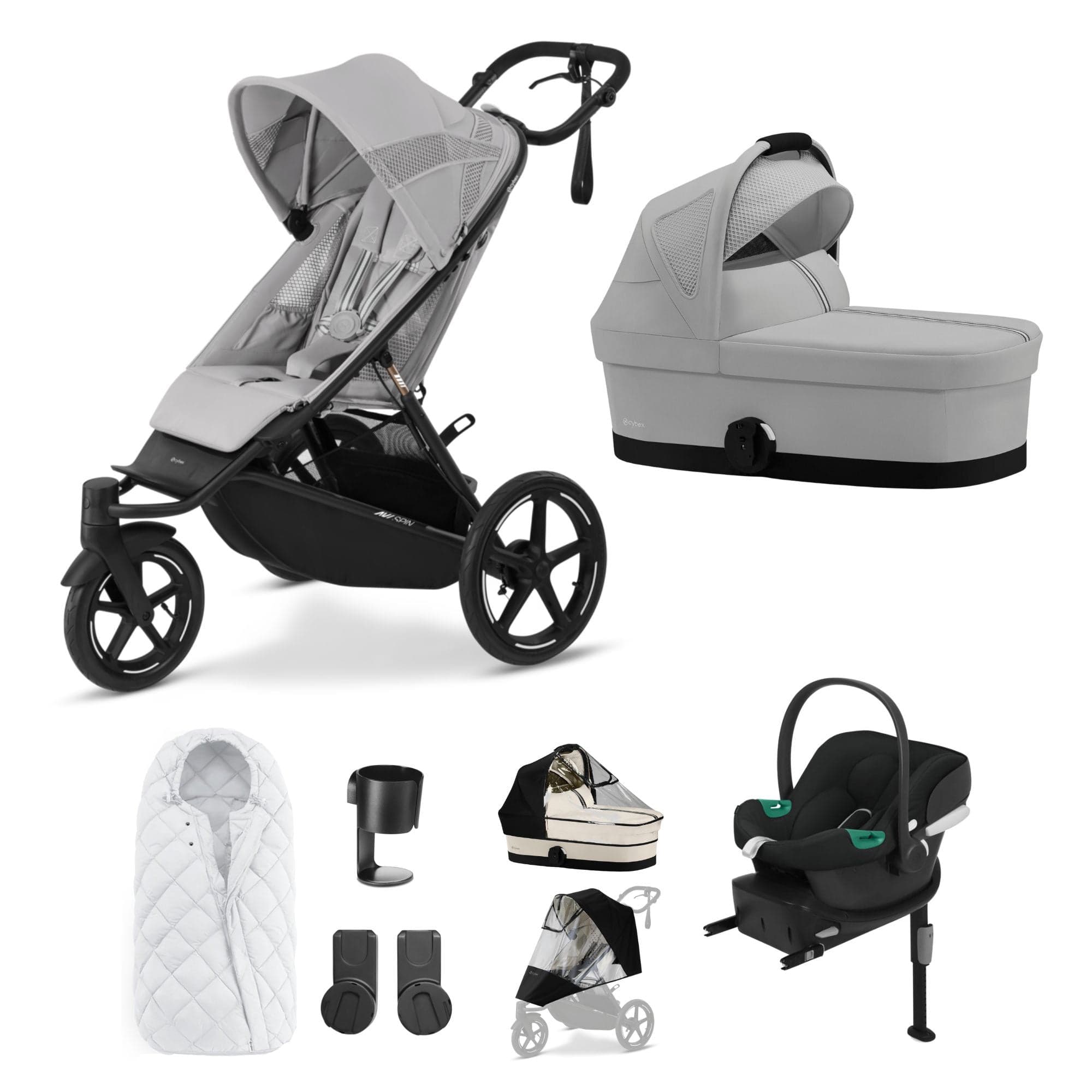 Cybex Avi Spin Comfort Bundle in Fog Grey 3 Wheeler Pushchair Bundles 16235-FOG-GRY-1 4063846468157