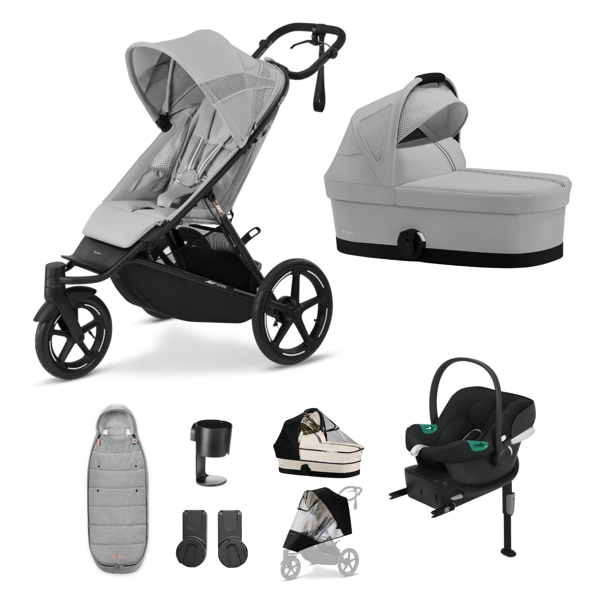 Cybex Avi Spin Comfort Bundle in Fog Grey 3 Wheeler Pushchair Bundles 16235-FOG-GRY 4063846468157