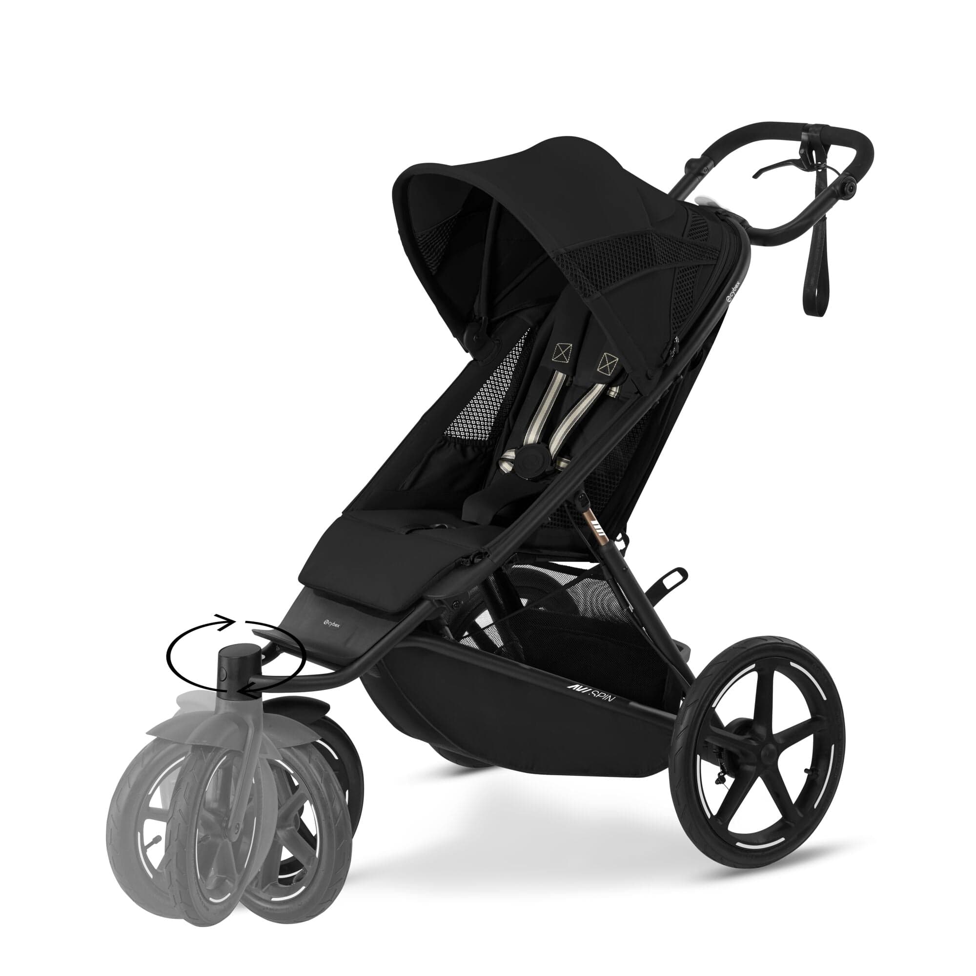 Cybex Avi Spin Comfort Bundle in Moon Black 3 Wheeler Pushchair Bundles