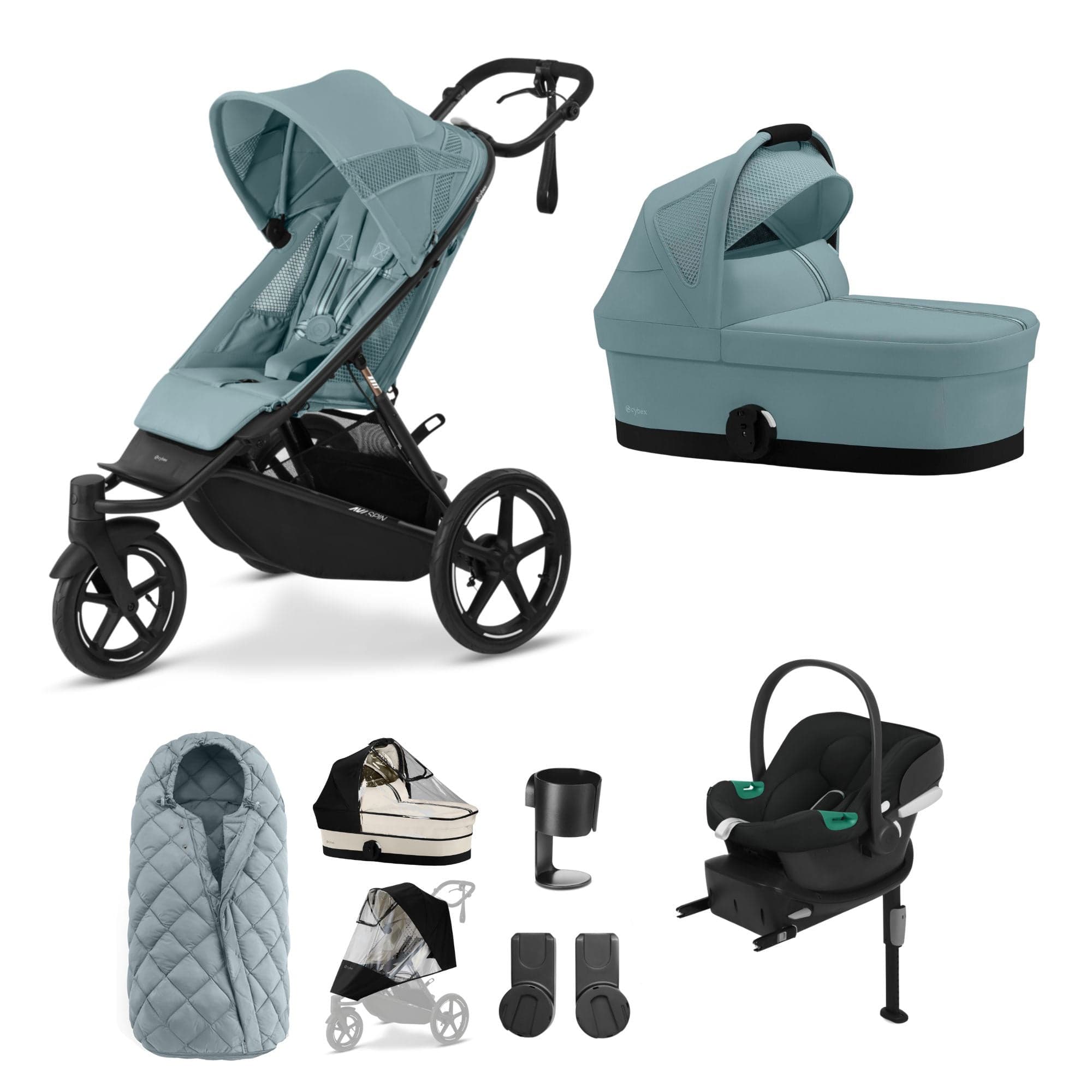 Cybex Avi Spin Comfort Bundle in Stormy Blue 3 Wheeler Pushchair Bundles 16237-STO-BLU-1 4063846468201